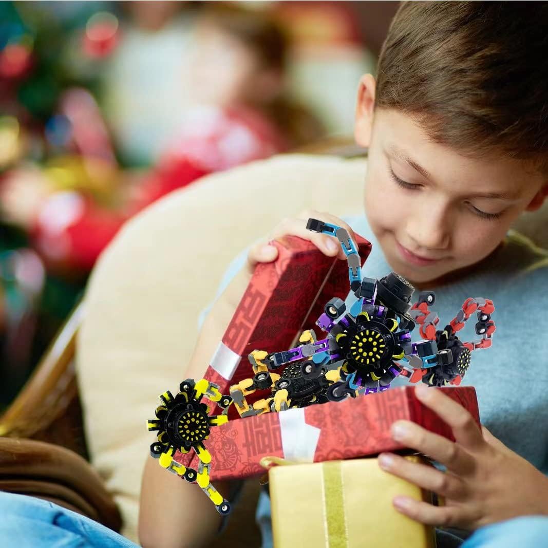 16Pc Fingertip Gyro Fingertip Mechanical Top DIY Deformation Robot Metal Transformable Gyro Spinners Finger Chain Robot Toy Changeable Face Fidget Spinners Octopus ADD ADHD Astium for Kids Adults