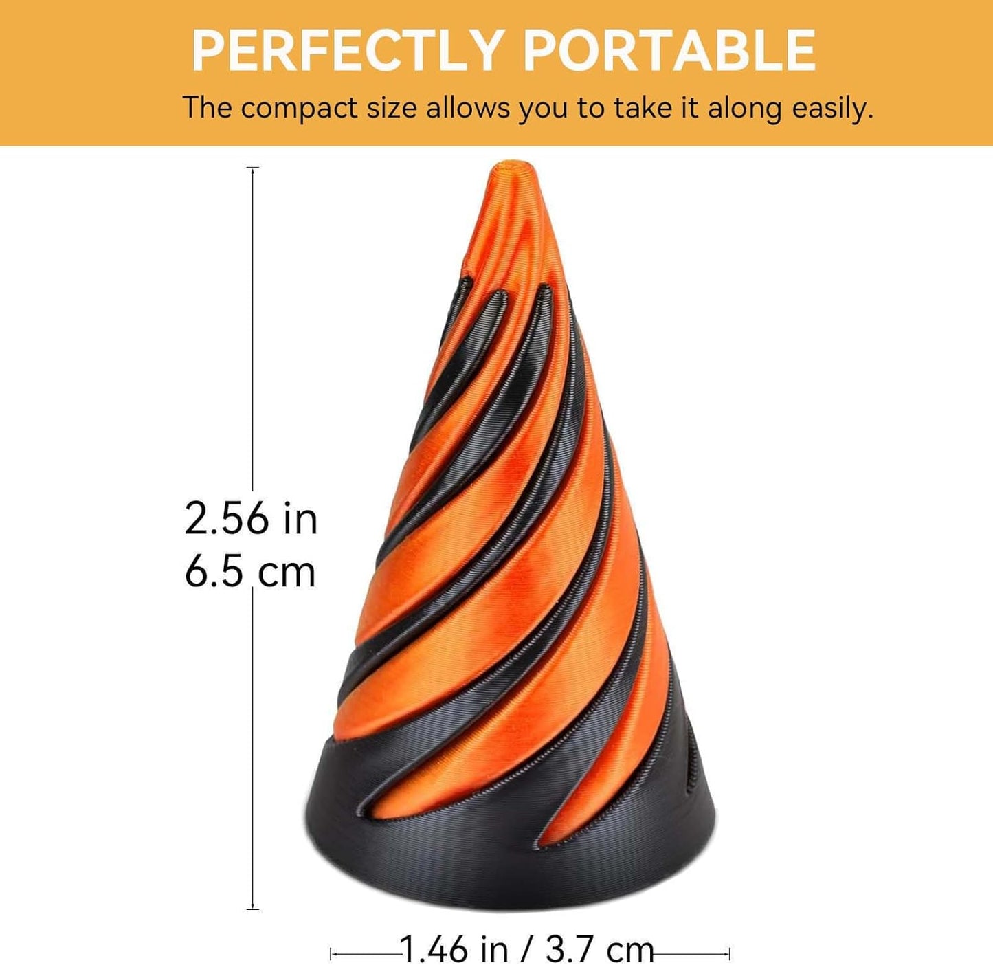 2 PCS Impossible Cone, Spiral Cone Fidget Toy 3D Printed Spiral Fidget Toys Impossible Pyramid Passthrough Sculpture, Mini Cones Pass Through Pyramid Fidget Toy (Random Color)