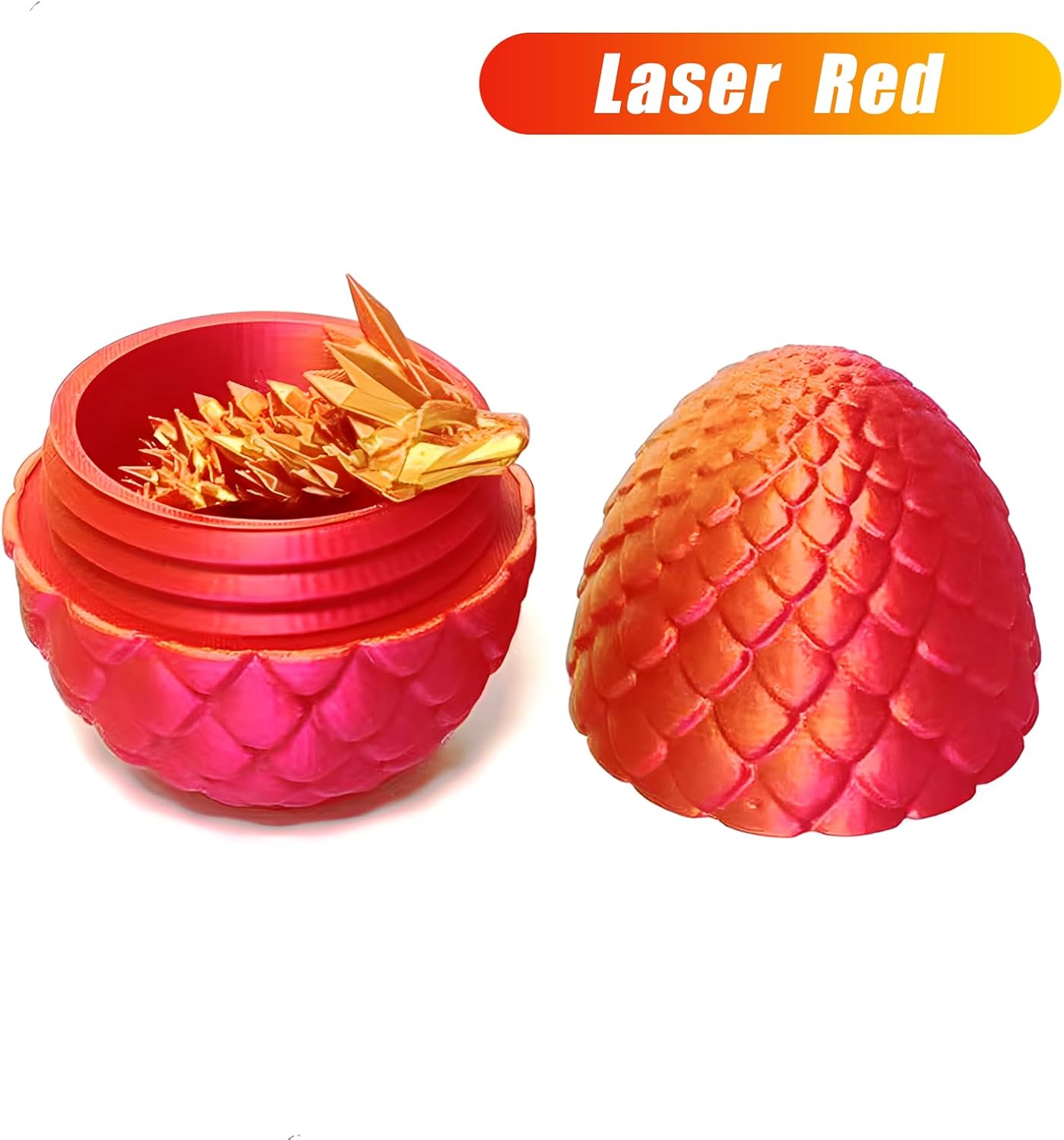 3D Printed Dragon Egg Crystal Dragon Fidget Toy Full Articulated Dragon Mystery Dragon Eggs with Dragon Inside Home Office Desk Decor Gifts Toys (Red)