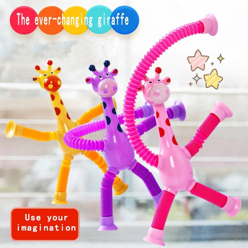 36PCS Telescopic Suction Cup Giraffe Toy,pop Tubes,Toys for Kids,Toddler Travel Toys,Toddler Sensory Toys,figette Toys,Fidget Toys for Kids,Treasure Box prizes,Small Toys for Kids prizes