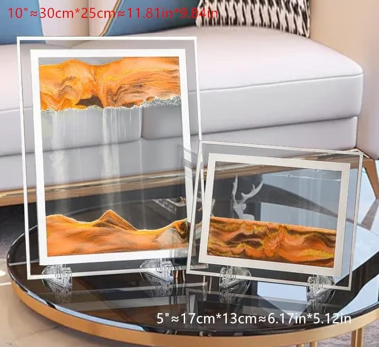 3D Deep Sea Moving Sand Art Picture - Relaxing Liquid Motion Bubbler Timer - Ideal Desktop Art Toy for Adults and Kids - Perfect for Home Decor and Office(Square+Gold+5In)