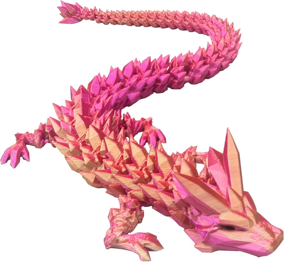 3D Printed Dragon with Dragon Egg 16.5'' Articulated Dragon Crystal Dragon Fidget Dragon Egg Toys Executive Desk Toys (Gold Rose Red, Dragon Only)