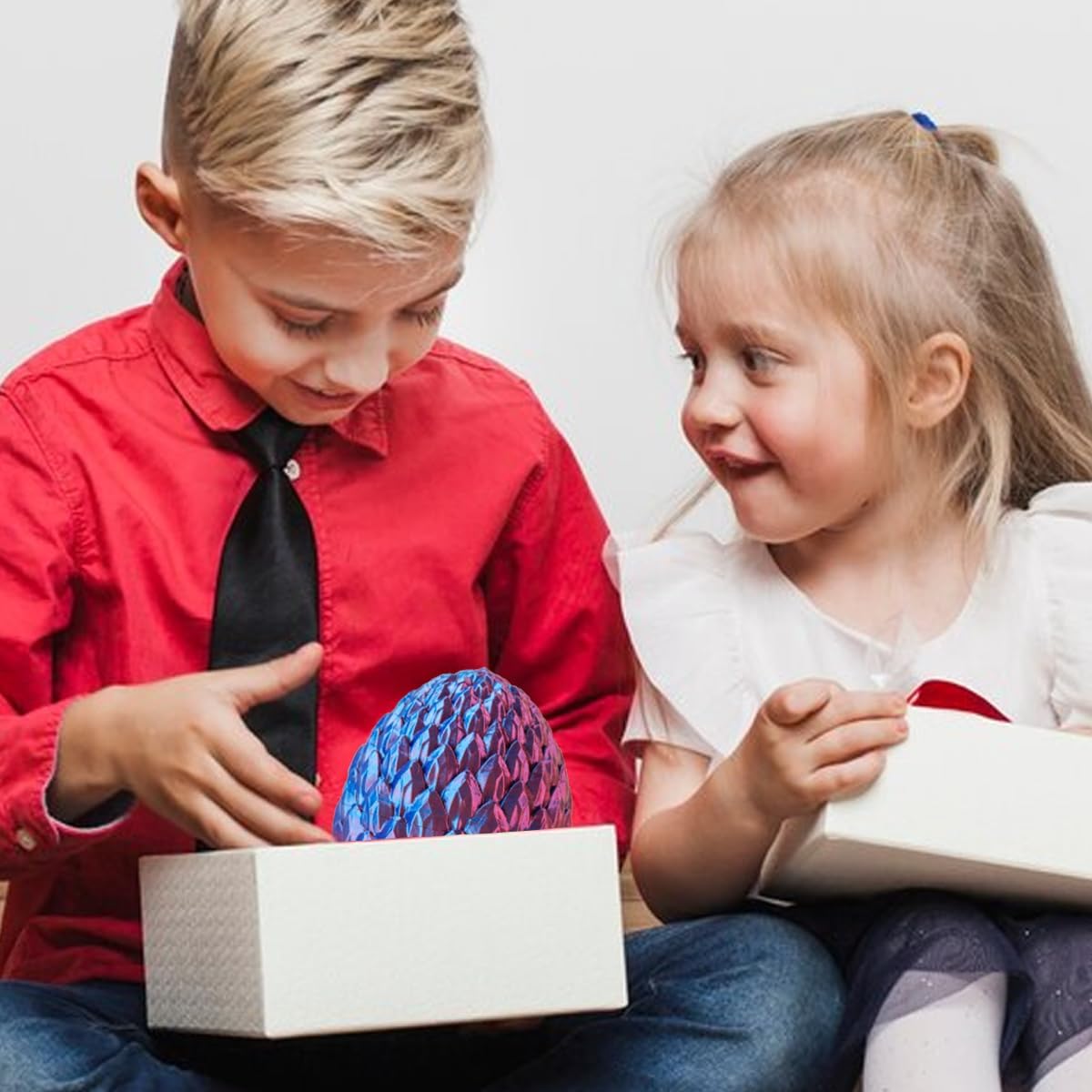 3D Printed Dragon in Egg, Beautiful Flexible Crystal Dragon, Gifts for Adults and Kids (Laser Purple)