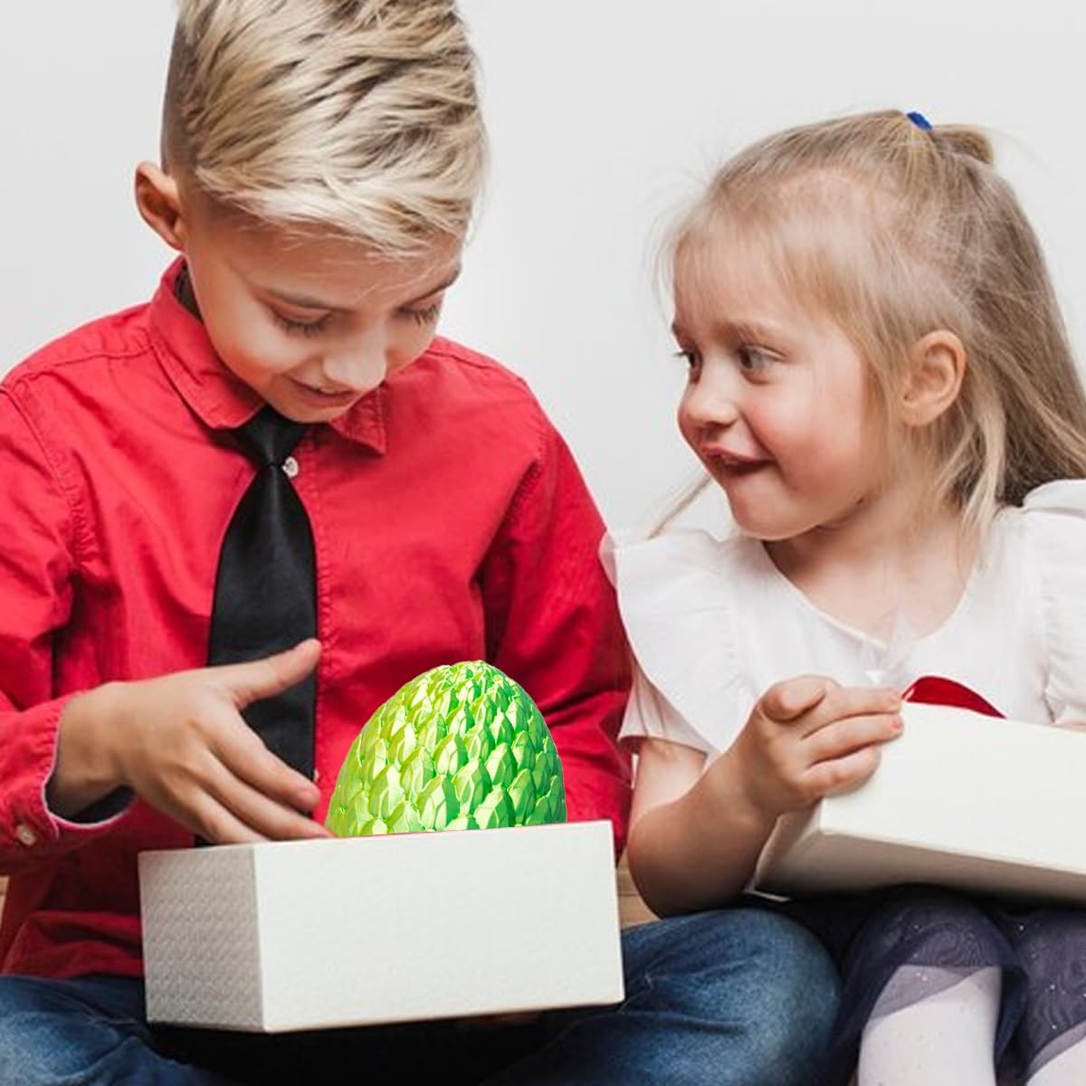 3D Printed Dragon in Egg, Beautiful Flexible Crystal Dragon Figurine Decor, Gifts for Adults and Kids (Laser Yellow Green)