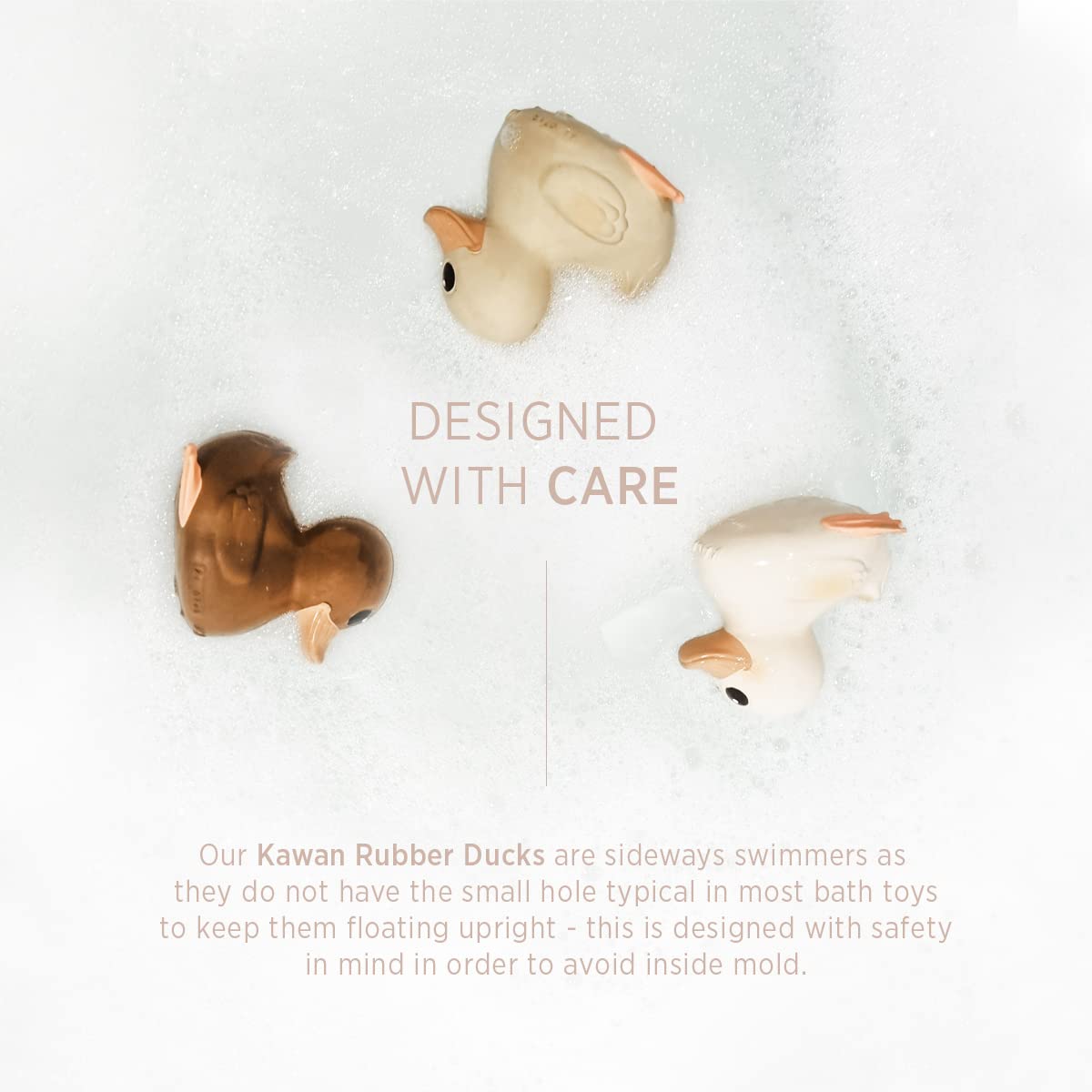 HEVEA Kawan Mini Rubber Duck - 100% Natural Rubber Baby Bath Toy - Eco Friendly, Perfect for Playing, Teething, and Bathing - Mold Free Bath Toys - Sand