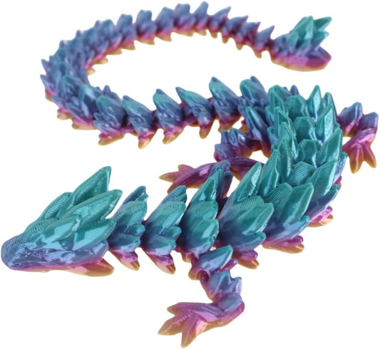 3D Printed Dragon 12inch Gemstone Dragon Dinosaur Christmas Fidget Toy Gifts for Adults Easter Basket Stuffers（12" gem Dragon）