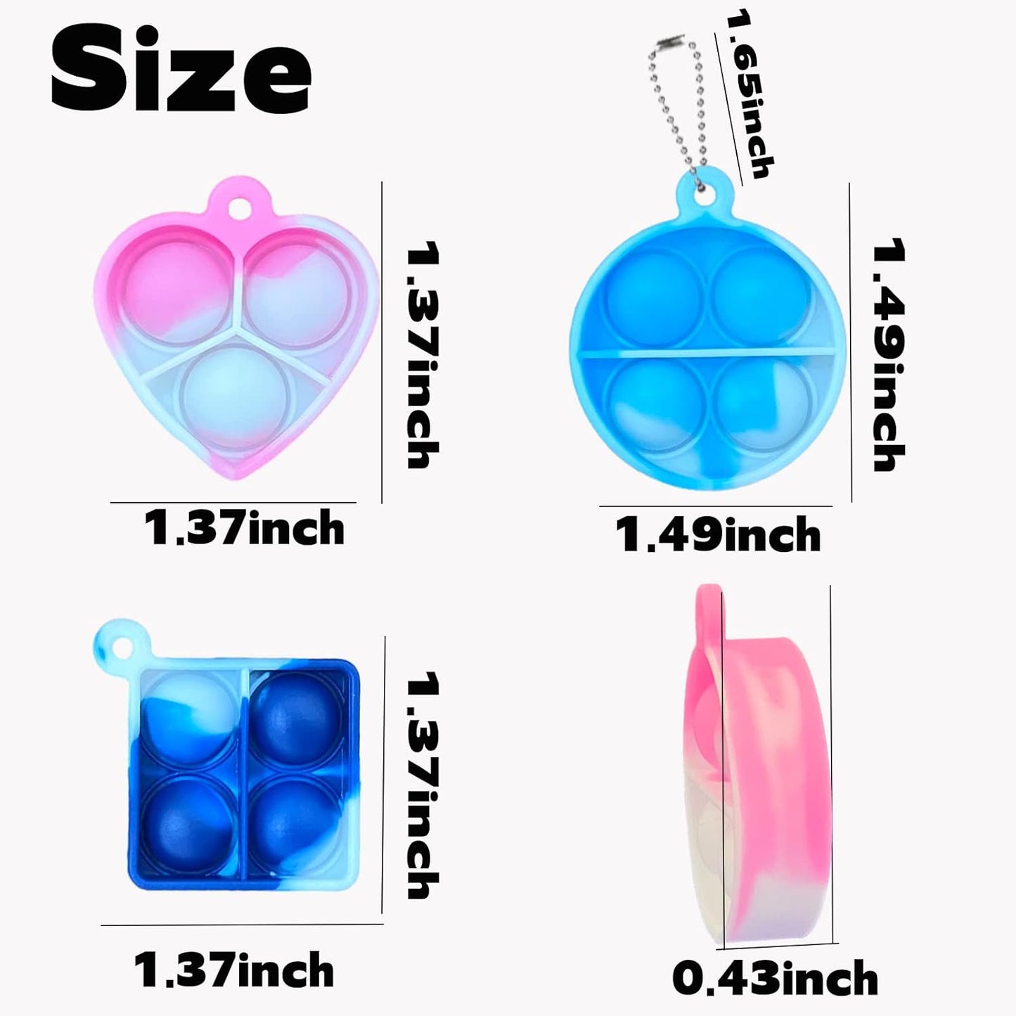 20pcs 1.5in Random Pop Bubble Fidget Sensory Toys, Pop Toy Bulk for Party Favor, Classroom Student Prizes Easter Basket Goodie Bag Stuffers Christmas Valentine Gift for Kid
