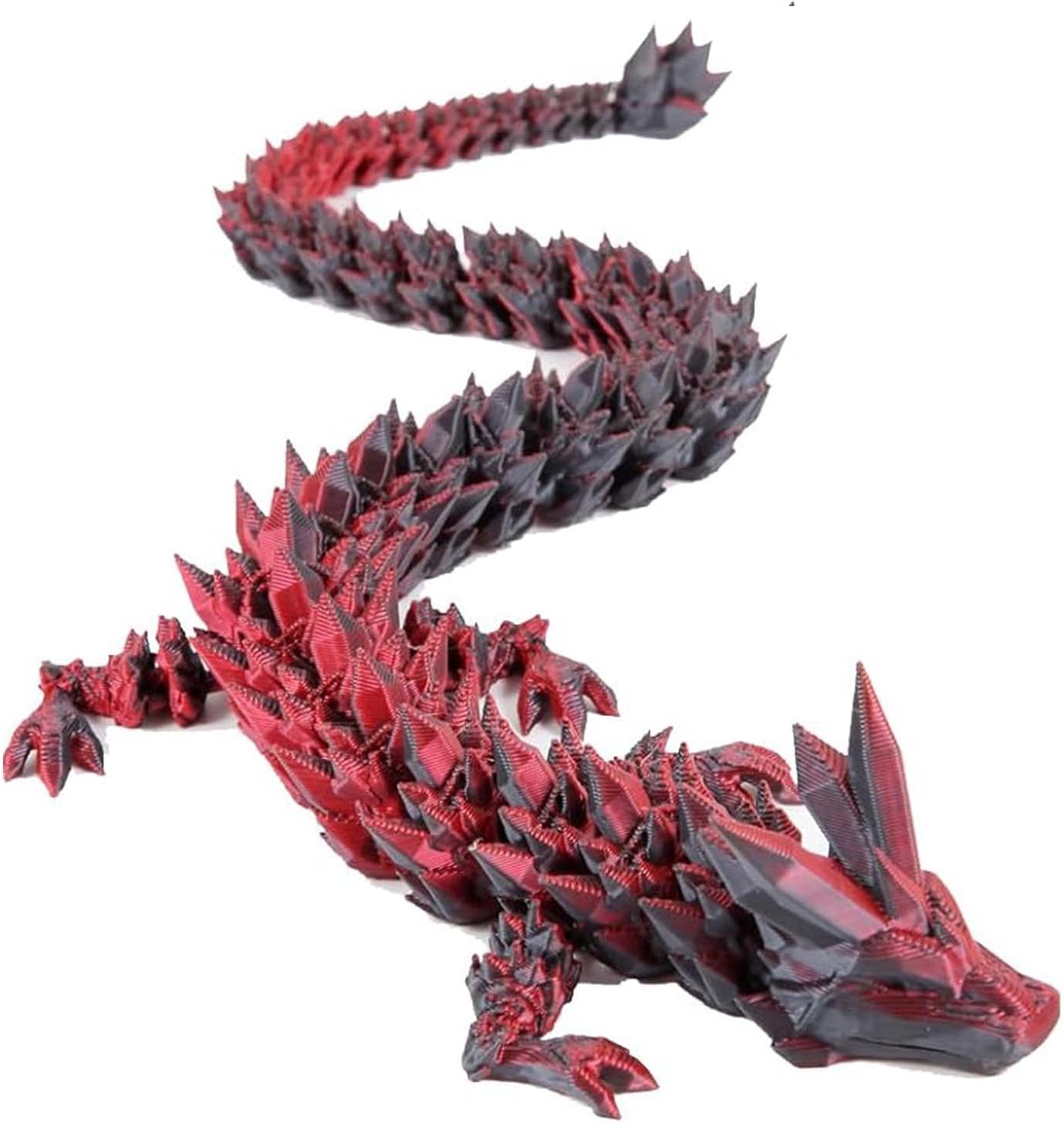 12inch 3D Printed Dragon Egg,Mystery Crystal Dragon Fidget Toys,Articulated Dragon,Home Desk Decor Easter Surprise Dinosaur Eggs,Adults Fidget Toys for Autism/ADHD (Black Red)