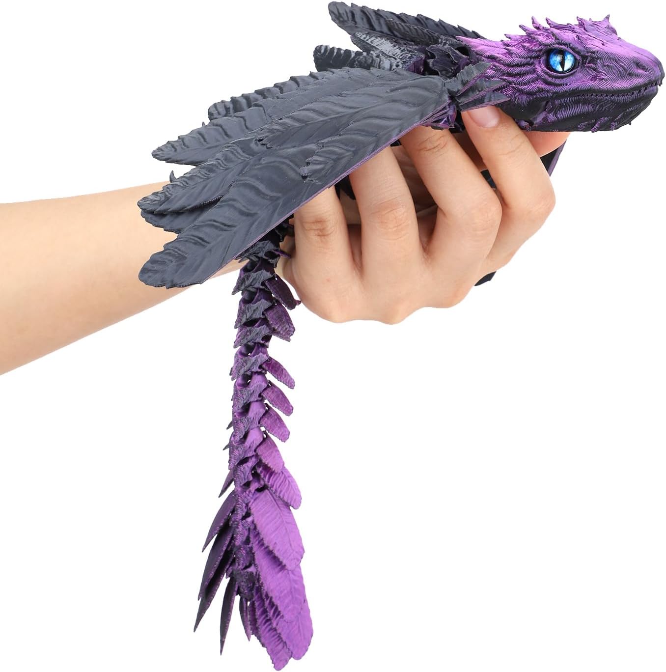12" 3D Printed Animals,3D Printed Dragon with Wings, Adjustable Wings Articulated Dragon, Crystal Dragon Fidget Toy Surprise, Home Office Decor (Brown)