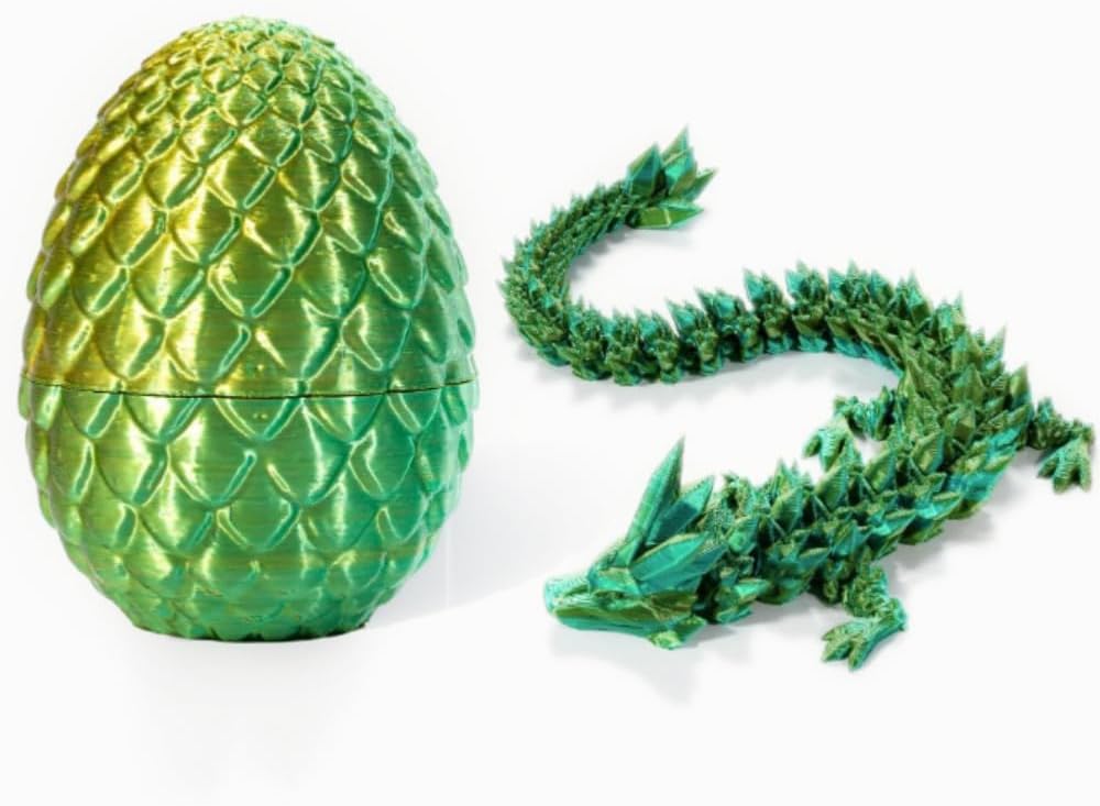 3D Printed Dragon Egg,Crystal Dragon Egg Fidget Toys,Flexible Joints Full Articulated Dragon with Egg,Executive Desk Toys for ADHD, Autism, Relief Anxiety