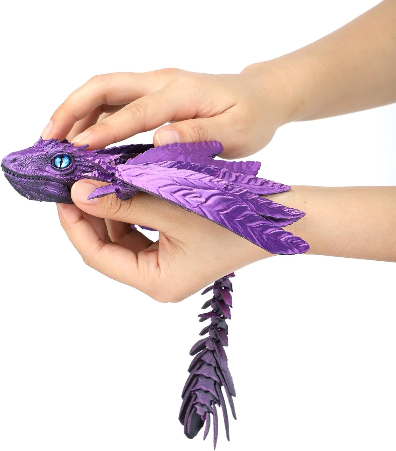 12" 3D Printed Animals,3D Printed Dragon with Wings, Adjustable Wings Articulated Dragon, Crystal Dragon Fidget Toy Surprise, Home Office Decor (Brown)