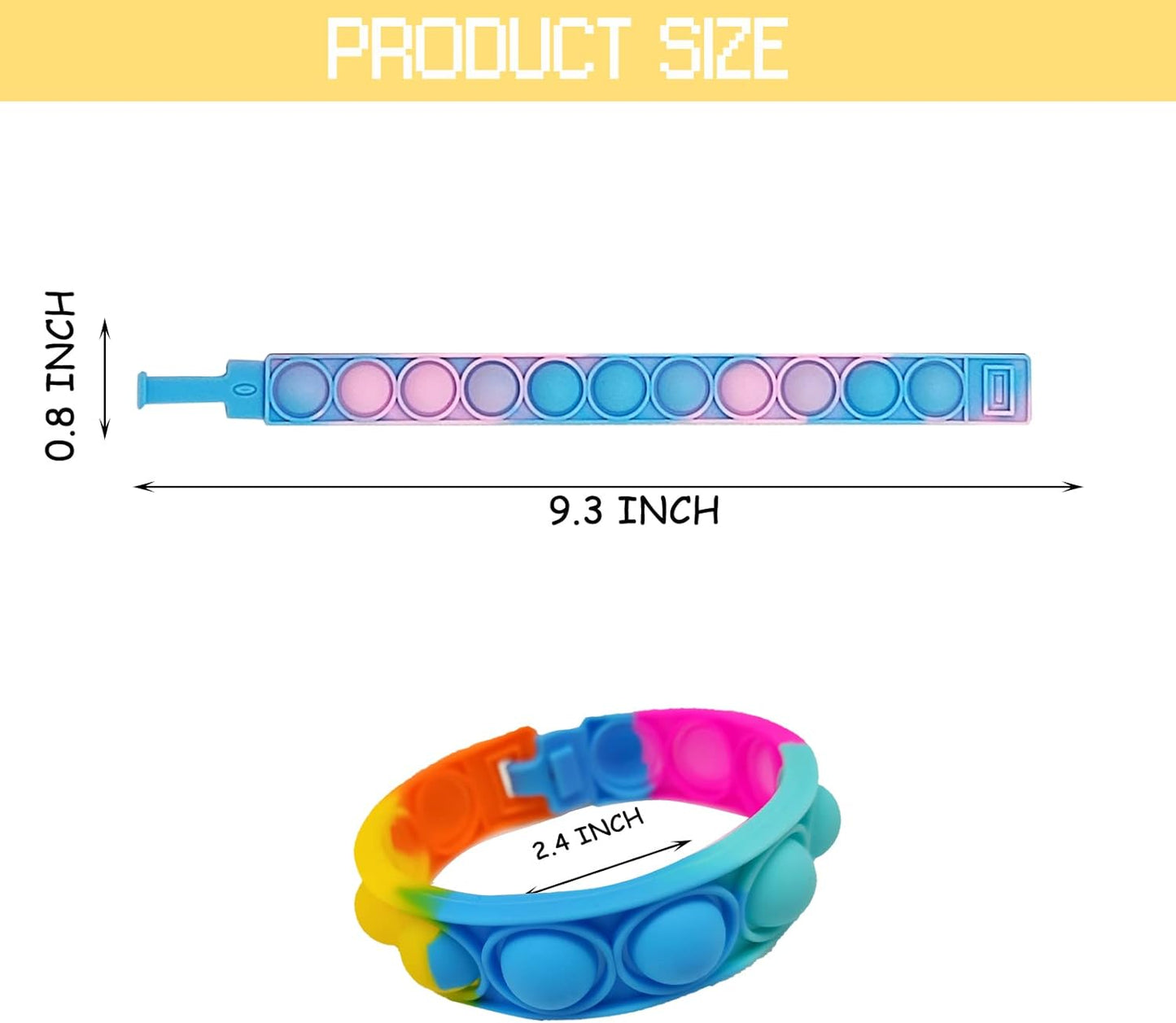 120 Pcs Pop Bracelet Bubble Fidget Toys for Party Favors, Hand Finger Silicone Wristband Bulk for Student Classroom Prizes, Goodie Bag Fillers Stuffers Birthday Christmas Valentine Gifts for Kid