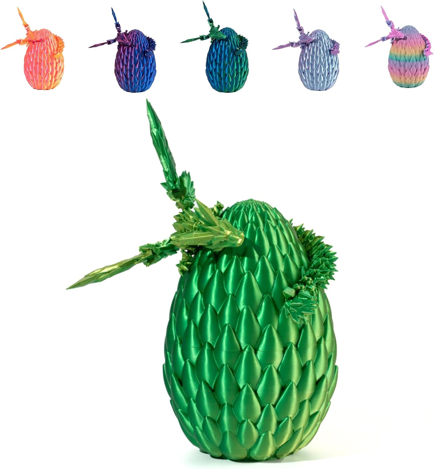 3D Printed Dragon Egg with Dragon Inside, Articulated Flying Dragon with Dragon Egg, Multi Color Winged Dragon, Crystal Dragon Fidget Toy, Home Office Décor, Easter Egg, Gift