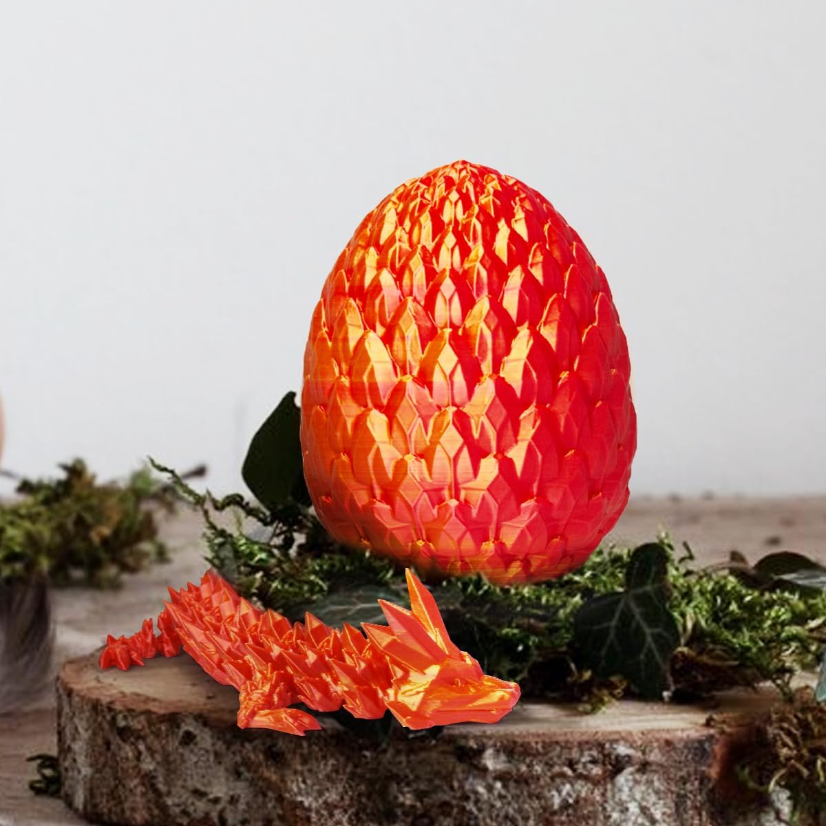 3D Printed Dragon Egg, Beautiful Flexible Joints Executive Desk Toys, Gifts for Adults and Kids (Silk Red)