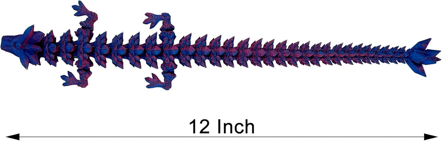 3D Printed Dragon Fidget Toy, Full Articulated Dragon Crystal Dragon, Home Office Decor Executive Desk Toys, Fidget Toys for ADHD (Color 1)