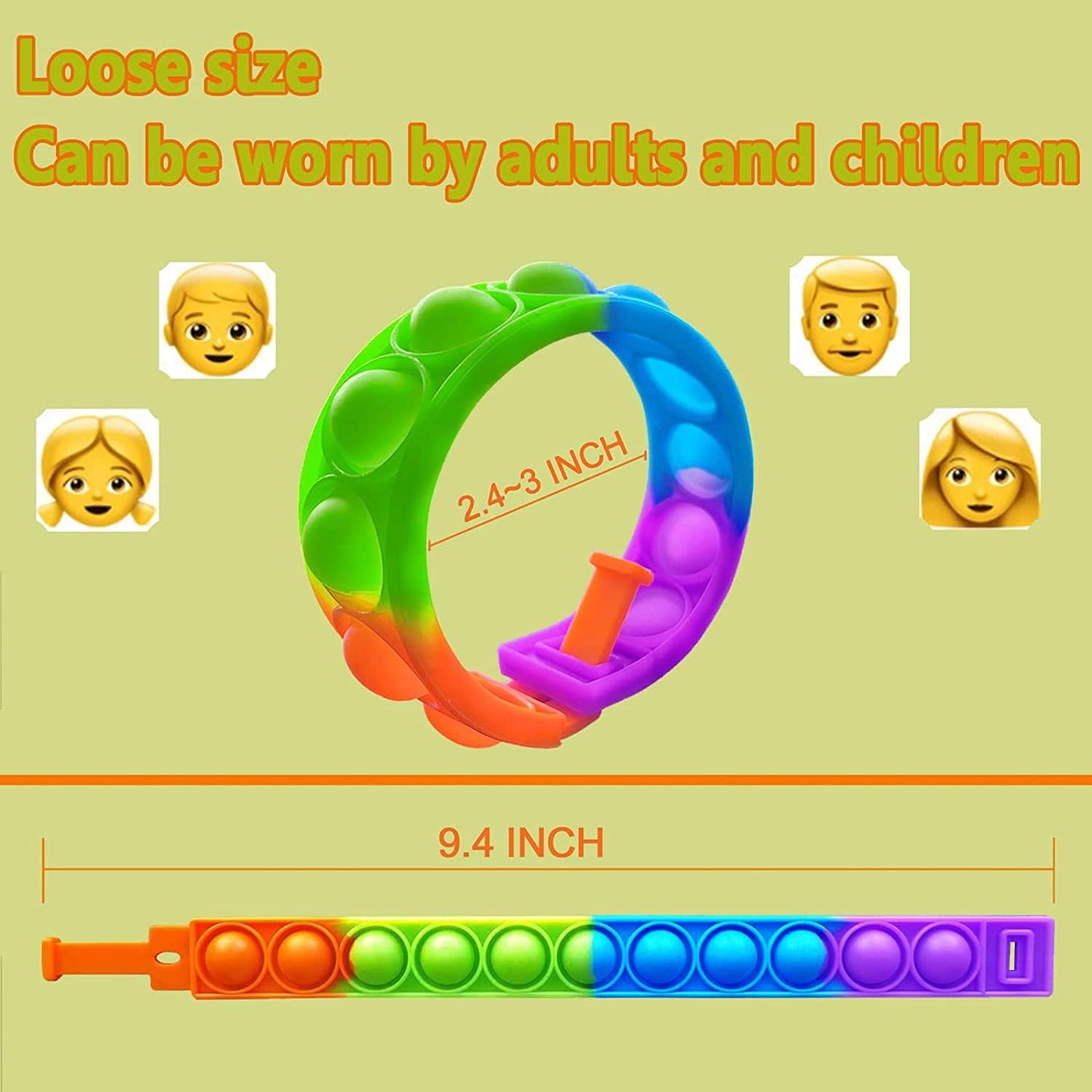 110Pcs Pop Bracelet Fidget Toy Wearable Fidget Bracelets Push Poping Bubble Sensory Toys Stress Relief Finger Press Silicone Wristband for Kids and Adults ADHD ADD Autism Anxiety
