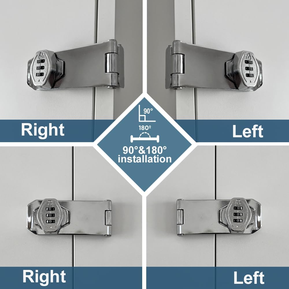 2Pcs Cabinet Password Rotary Hasp Locks,4 Inch Keyless Combination Lock for Cabinets,Gates,Doors,Closets and More (Silver)