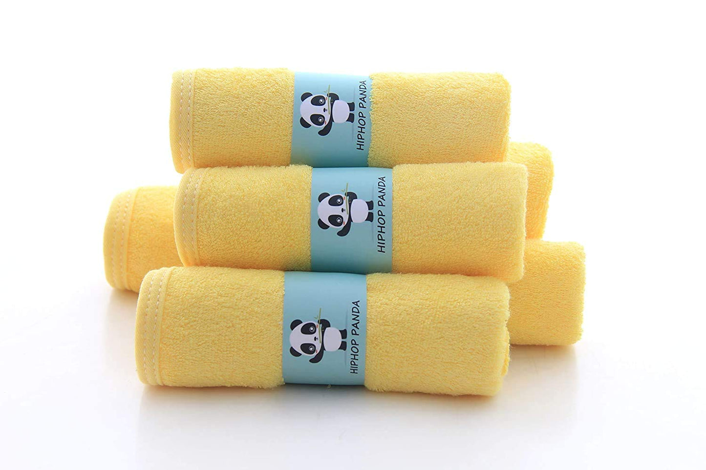 HIPHOP PANDA Baby Washcloths, Rayon Made from Bamboo - 2 Layer Ultra Soft Absorbent Newborn Bath Face Towel - Reusable Baby Wipes for Delicate Skin - Yellow, 30 Pack