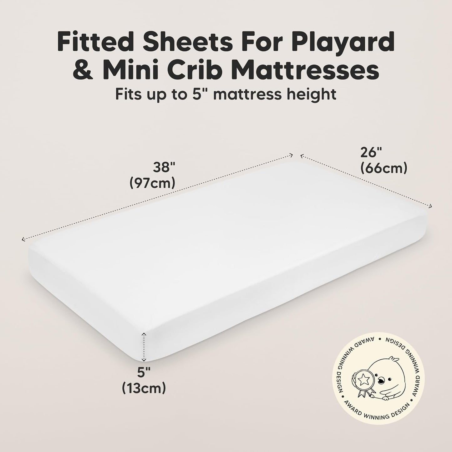 2-Pack Mini Crib Sheets Fitted - 38x26 Pack N Play Sheets for Pack and Play Mattress, Organic Cotton, Soft & Breathable Playard Bedding, Neutral Mini Toddler Bed Cover for Boys, Girls (Rose)