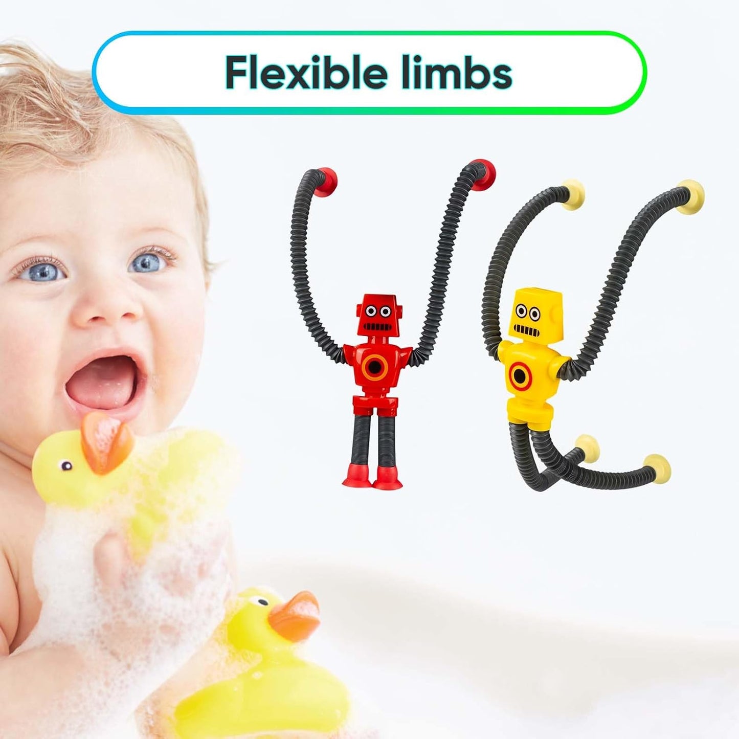 12 Pack Telescopic Suction Cup Robot Toy Shape Changing Pop Tube Robot Fidget Toys Autism Pop Tubes Sensory Toys for Kids Age 3-6 Party Favors Boy Girl Gifts