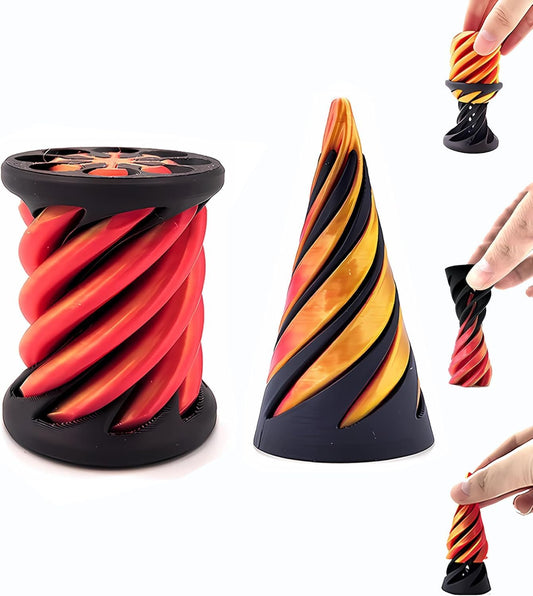 2Pcs Impossible Cone,Spiral Cone Fidget Toy 3D Printed Spiral Cone Pyramid Passthrough Sculpture,Mini Cone Funny Desktop Decoration for Home Office Desk Funny Desktop Decoration , Anxiety Relief