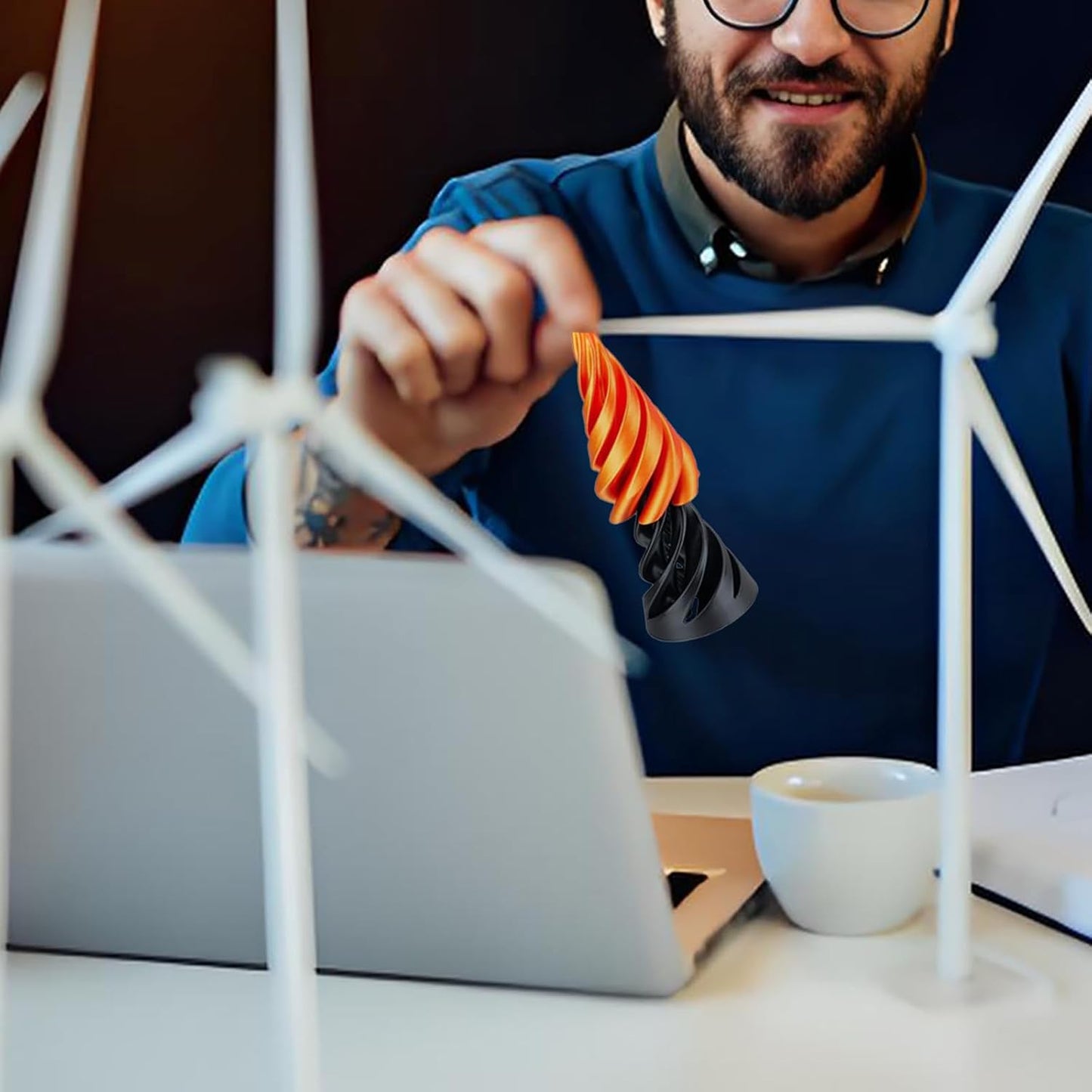 2Pcs Impossible Cone, Spiral Cone Fidget Toy 3D Printed Spiral Fidget Toys Impossible Pyramid Passthrough Sculpture, Mini Cones Pass Through Pyramid Fidget Toy for Stress and Anxiety Relaxing