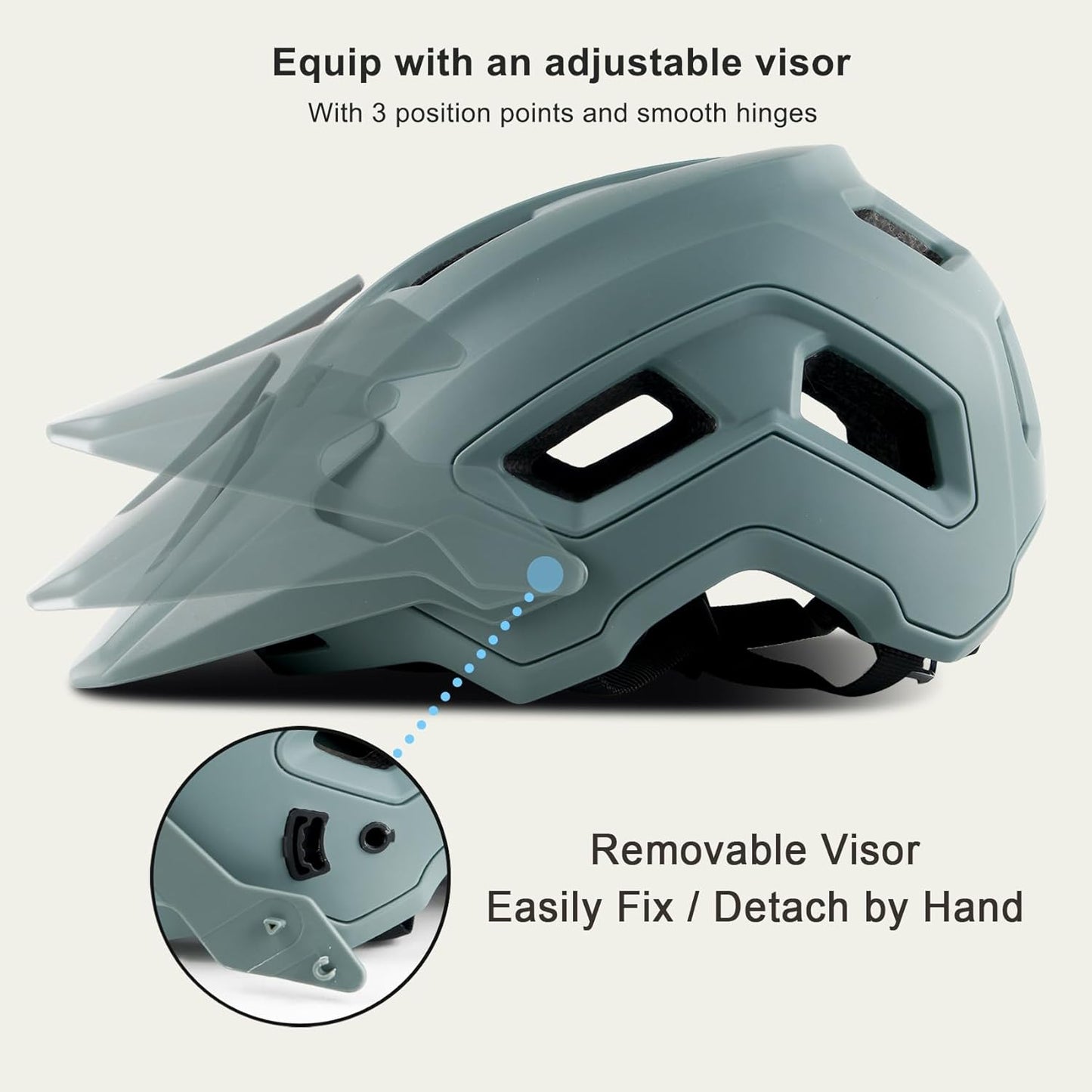 Bike Helmet for Adult & Youth, Lightweight MTB Helmet with Adjustable Visor for Mountain/Road Cycling, 2 Sizes for Men Women Boys Girls