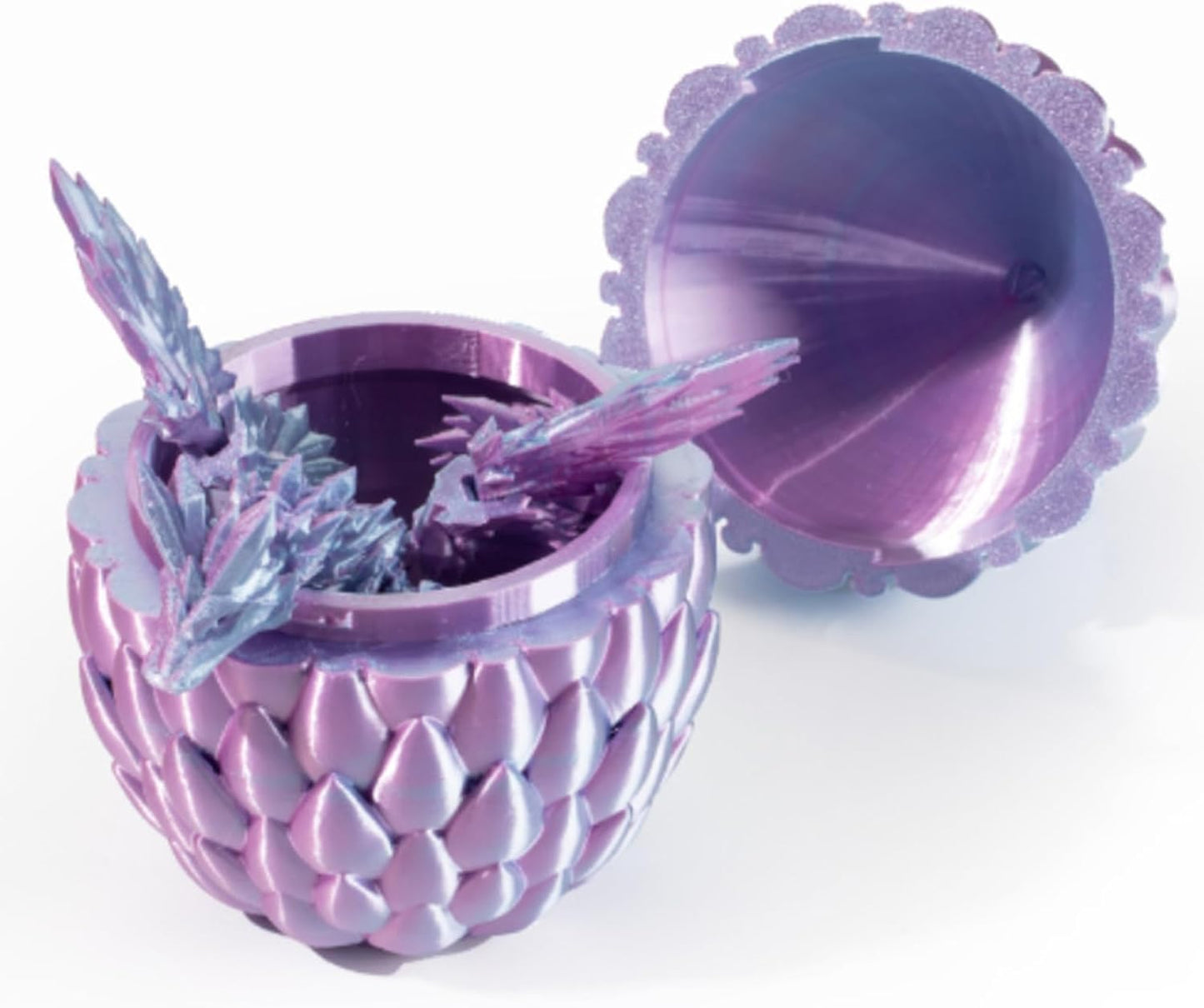 3D Printed Dragon Egg with Dragon Inside, Articulated Flying Dragon with Dragon Egg, Multi Color Winged Dragon, Crystal Dragon Fidget Toy, Home Office Décor, Easter Egg, Gift