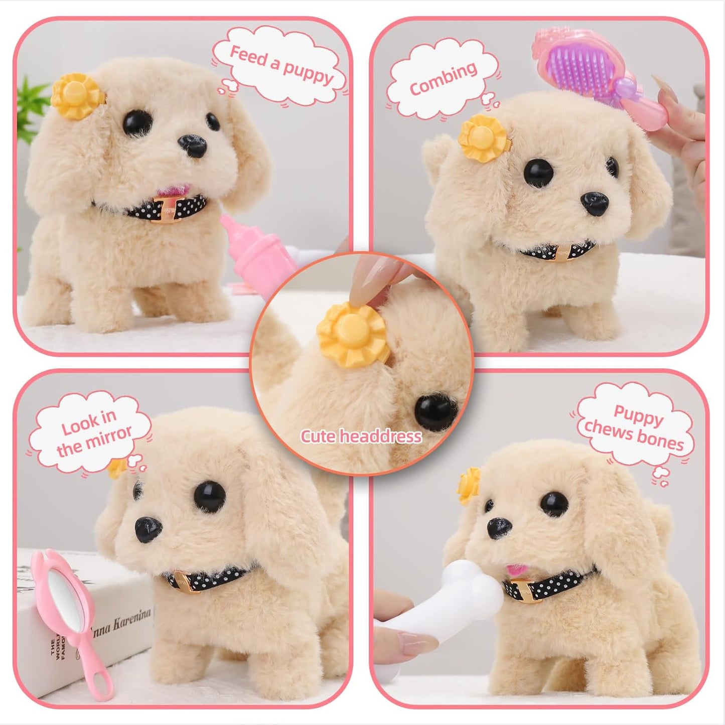 16 Pcs Robot Dog Toys for Girls, Toys for 3 4 5 6 7 8 Year Old Girls Kids Boys, Realistic Robot Puppy Toys for 5-7 6-8, Ideas Birthday Gifts for Girl 3 4 5 6 Year Old