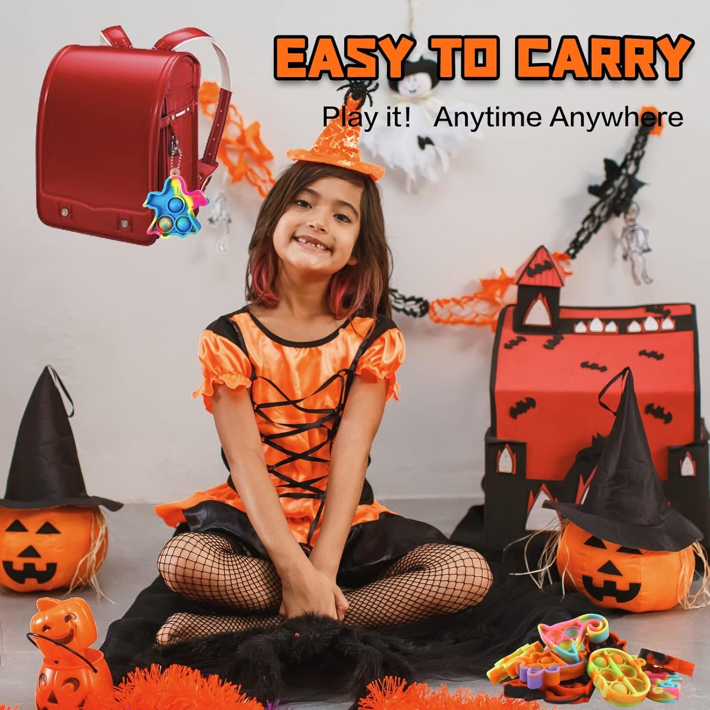 32Pcs Halloween Mini Pop Fidget Toys Packs for Kids Girls Boys Halloween Party Favors Halloween Treat Bags Gifts Stress Relief