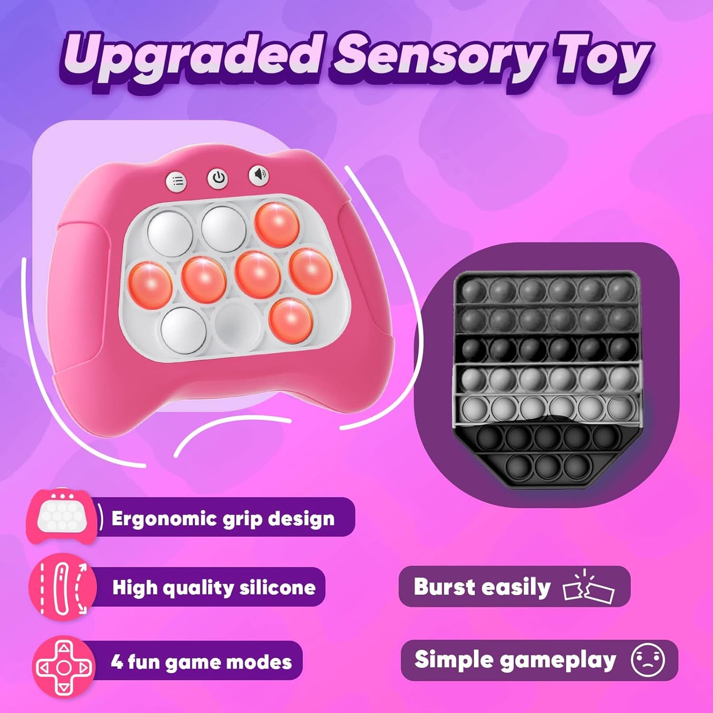 Handheld Game Toy for Kids Age 6-12, Sensory Fidget Toys for Kids 8-12, Birthday Gifts for 6 7 8 9 Year Old Girls & Boys & Teens -Dark Pink