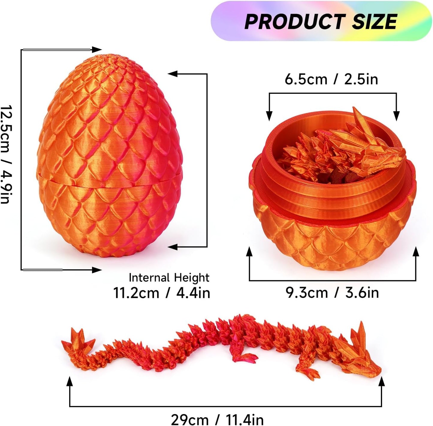 3D Printed Dragon Egg,Dragon Eggs with Dragon Inside,Crystal Dragon Fidget Toys,Full Articulated Dragon Dragon in Egg,Adults Fidget Toys for Autism ADHD (4PCS1)