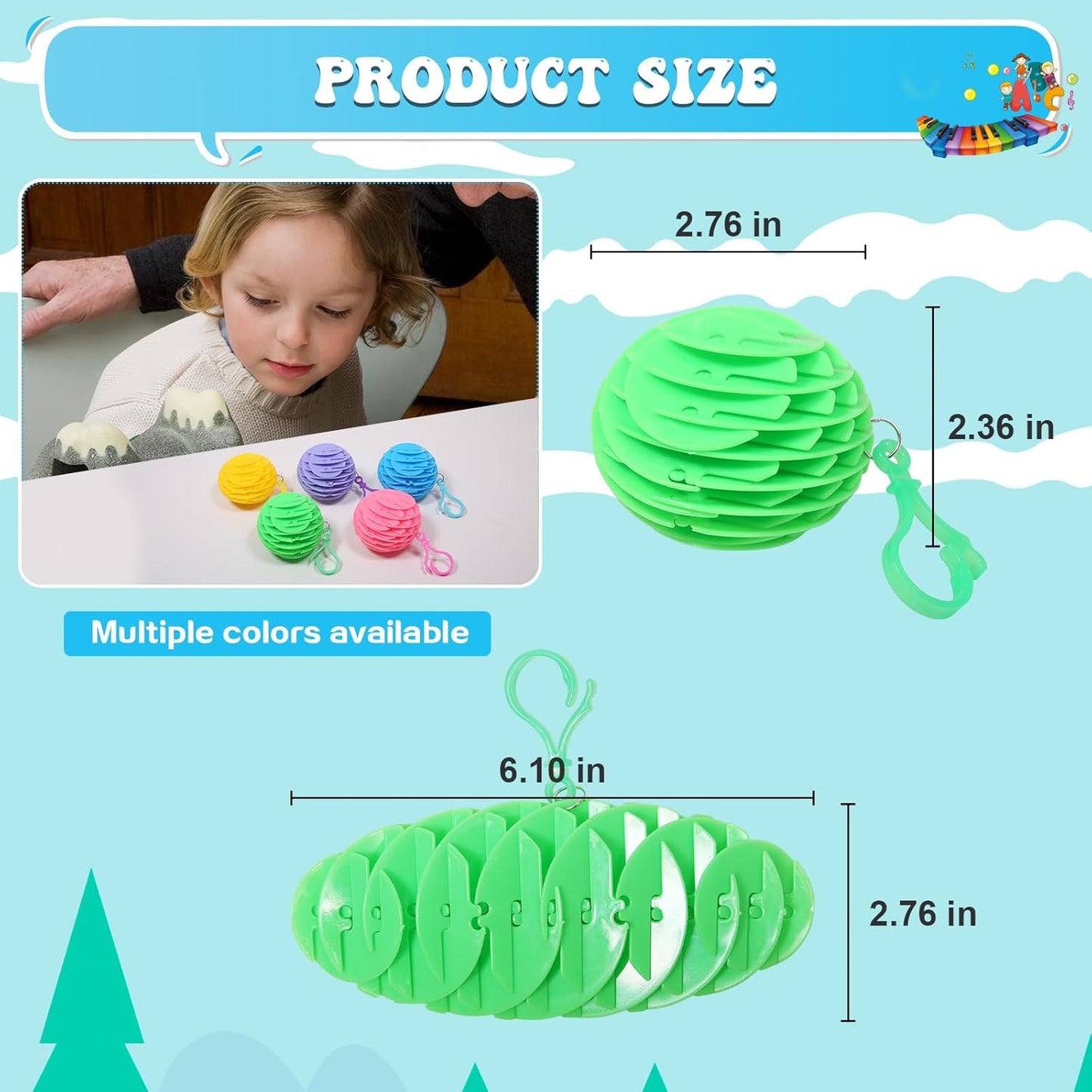 Hanging Decoration Style Elastic Worm Fidget Toy, Stretch and Squeeze Fidget Worm Sensory Toys for Kids,Gifts Stress and Anxiety Relief Calming Fidgets Desk Toys for Adults,Exercise Wrist (Blue)