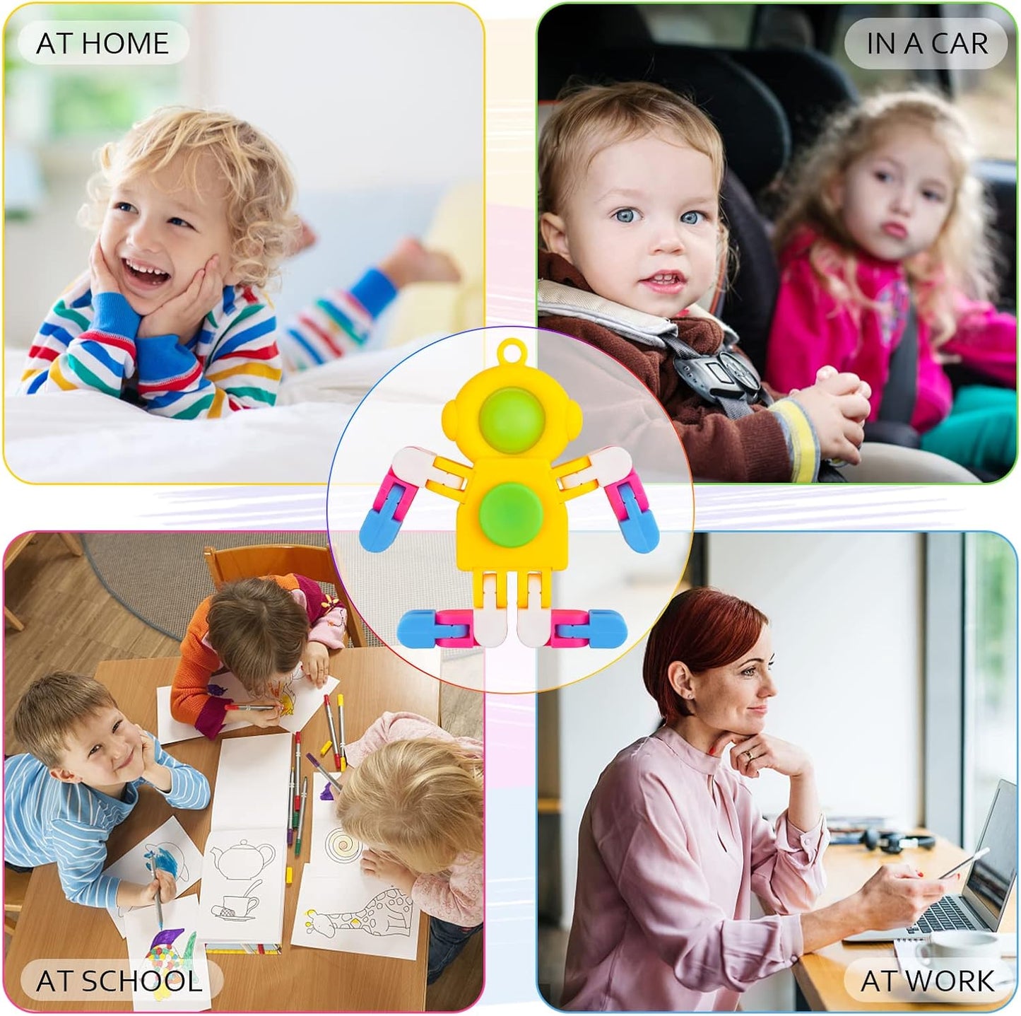 24 Pack Pop Fidget Spinners Bulk, Deformable Astronaut Key Chain Fidget Toys Bulk, Stocking Stuffers Birthday Gifts Party Favors for Kids, Student Gifts Classroom Prizes