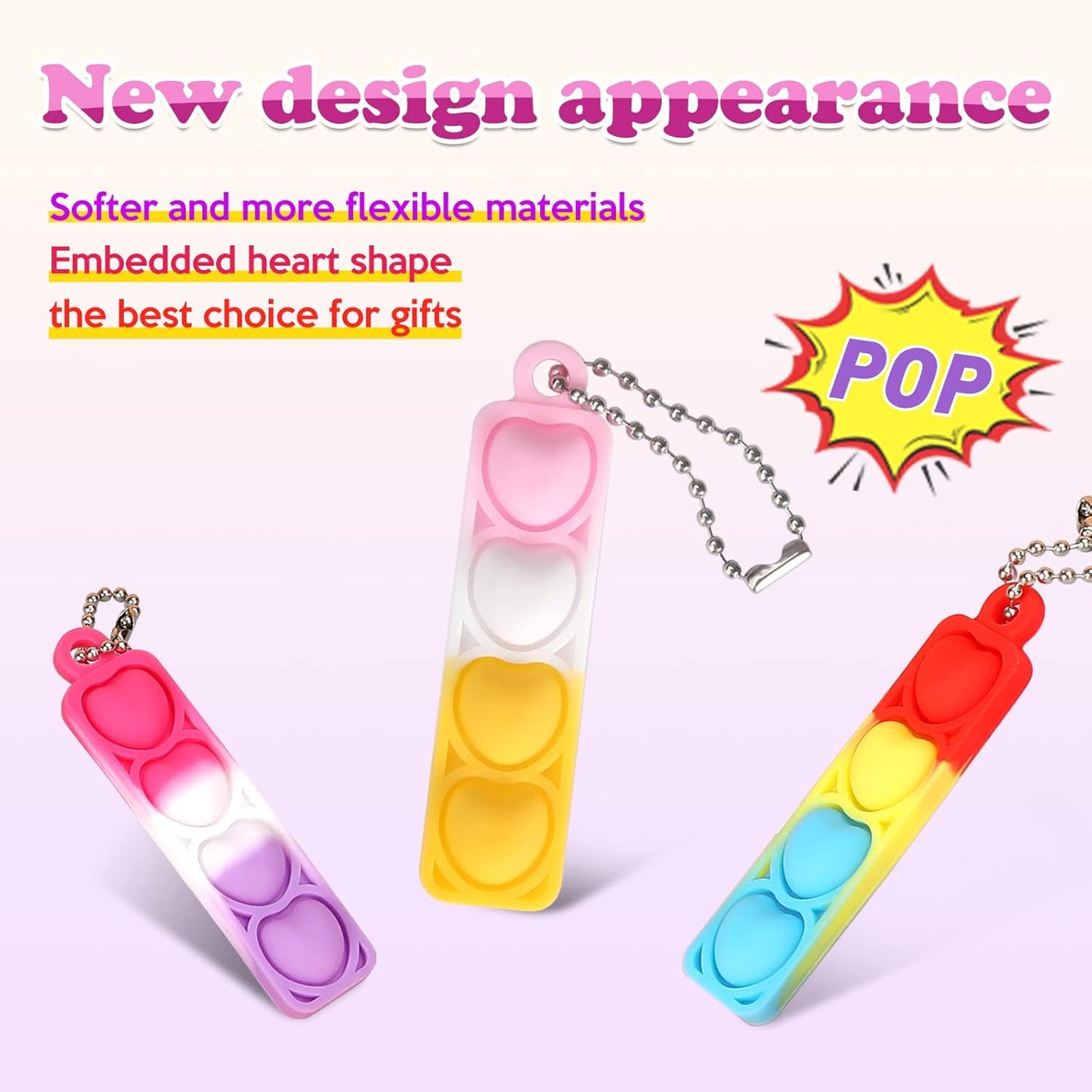 170Pcs Mini Pop Fidget Toys Bulk Party Favors for Kids Pop Keychain Sensory Toys Bag Fillers Pop Toddler Birthday Carnival Treasure Classroom Prizes Stress Reliever Anti-Anxiety Desk Toy for Boy Girl