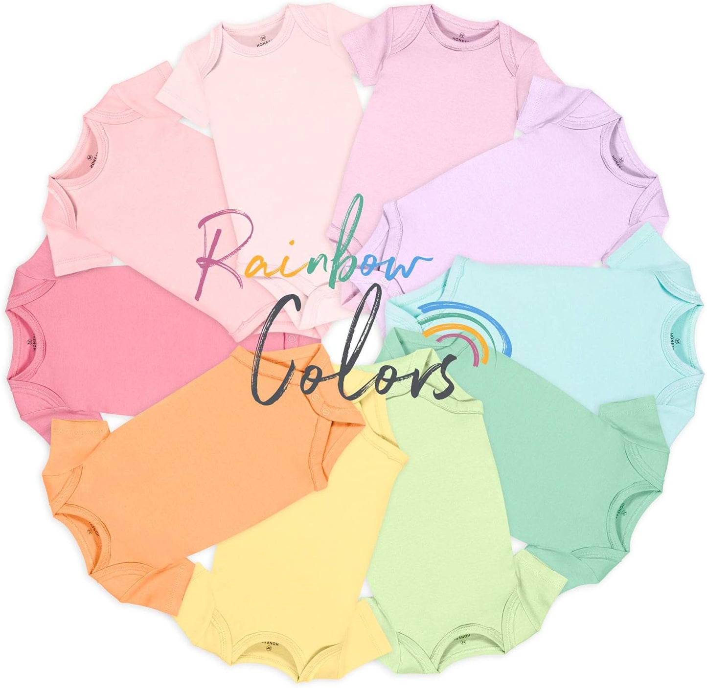 HonestBaby unisex-baby 10-pack Short Sleeve Bodysuits One-piece 100% Organic Cotton for Infant Baby Boys, Girls