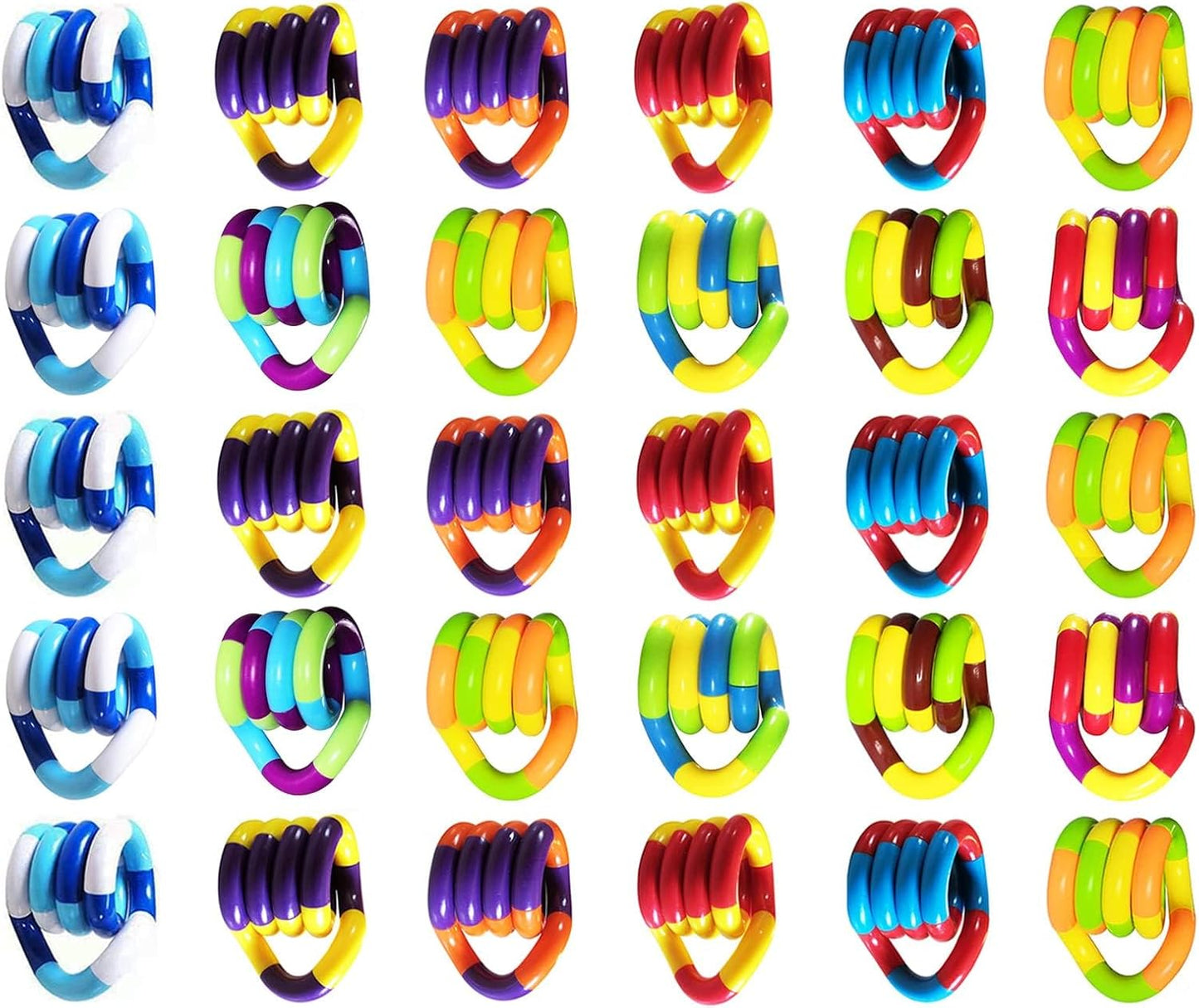 30 PCS Tangles Quiet Fidgets Toys,Multicolor Fidget Toys for Adults,Kids-Sensory Items for Relaxation,Autism,Decompression-Squeeze, Twist, Chain Spinner Alternative Gift