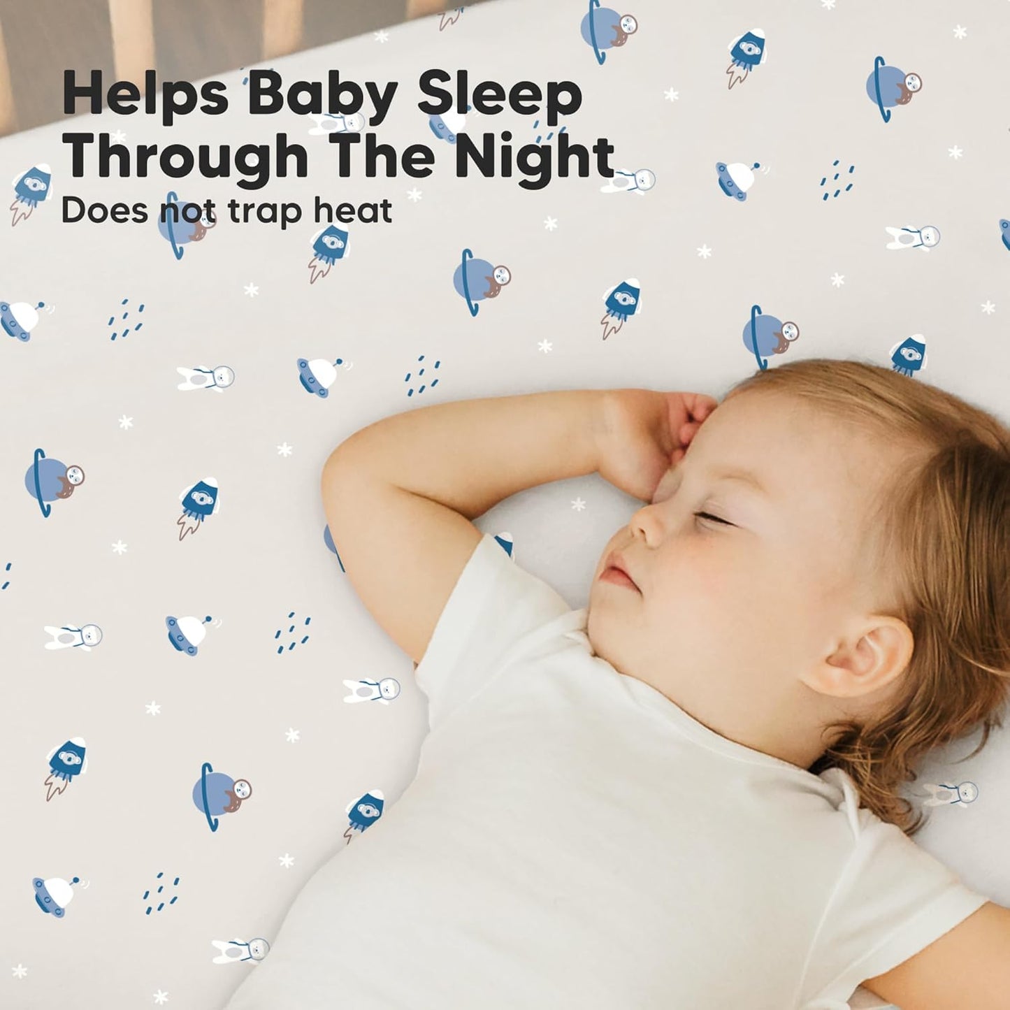 2-Pack Mini Crib Sheets Fitted - 38x26 Pack N Play Sheets for Pack and Play Mattress, Organic Cotton, Soft & Breathable Playard Bedding, Neutral Mini Toddler Bed Cover for Boys, Girls (Cosmo)