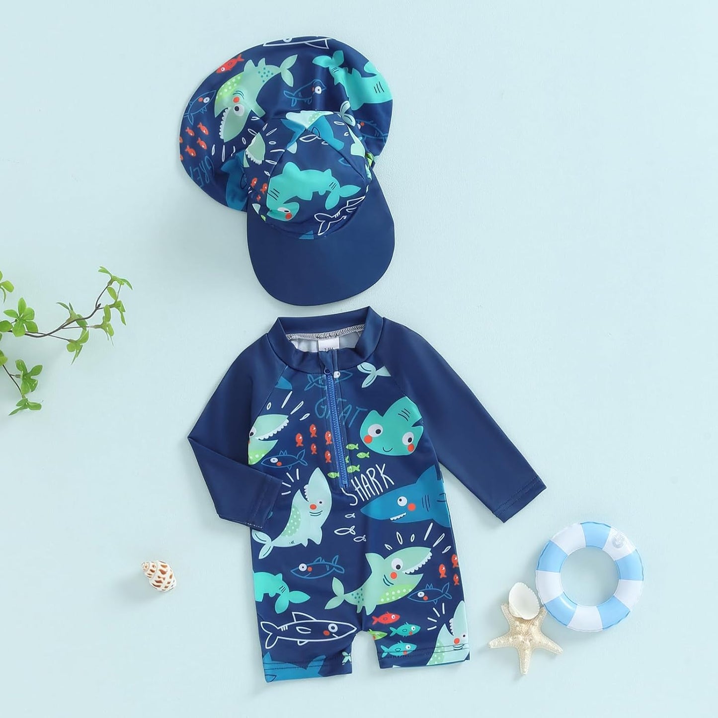 Hnyenmcko Baby/Toddler Boy Rash Guard Swimsuit Long Sleeve One Piece Zipper Swimwear Sunsuit Infant Bathing Suit Beachwear