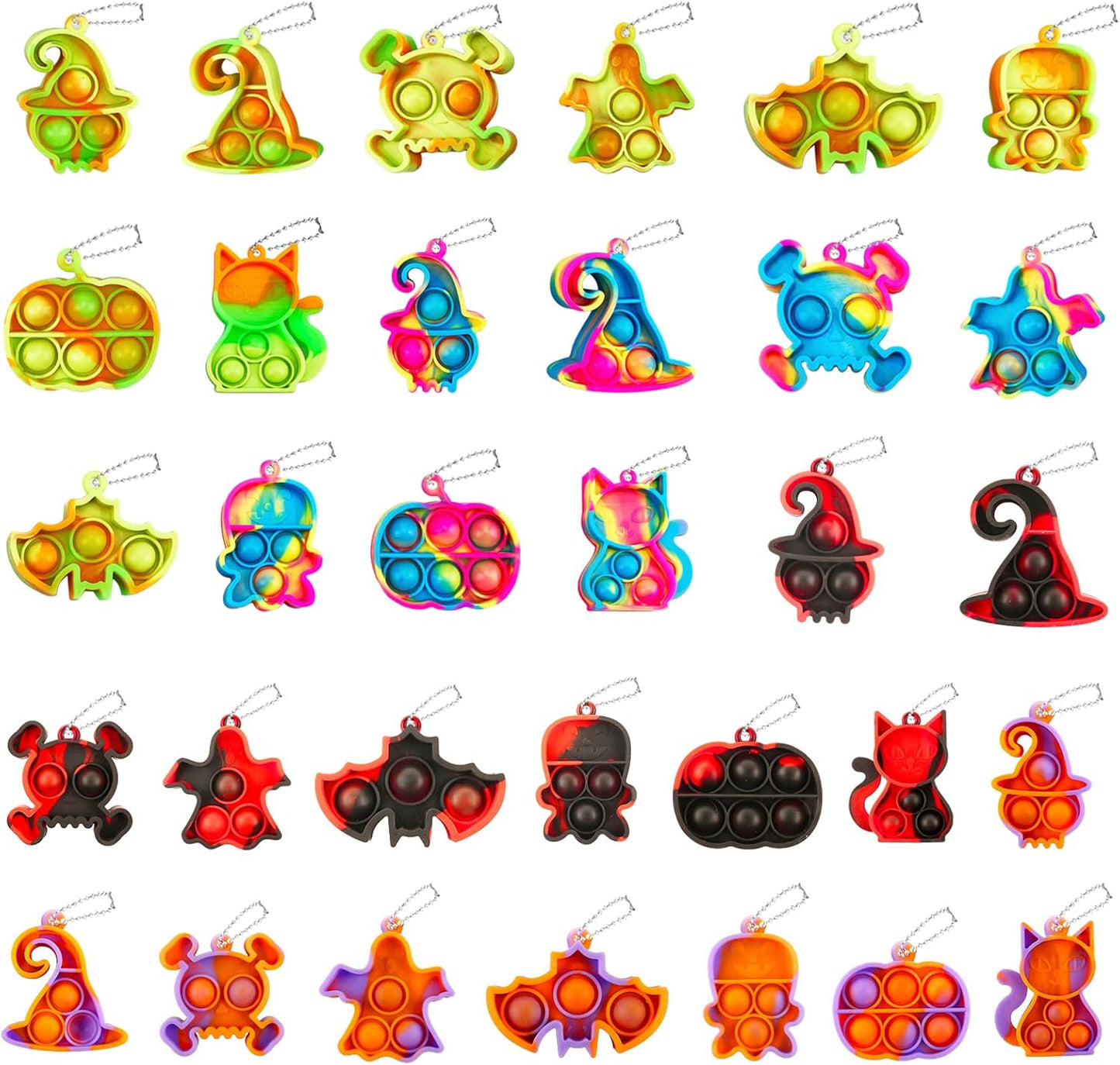 32Pcs Halloween Mini Pop Fidget Toys Packs for Kids Girls Boys Halloween Party Favors Halloween Treat Bags Gifts Stress Relief