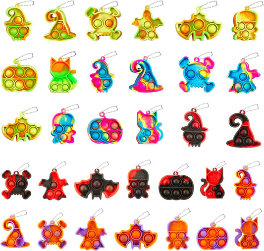 32Pcs Halloween Mini Pop Fidget Toys Packs for Kids Girls Boys Halloween Party Favors Halloween Treat Bags Gifts Stress Relief