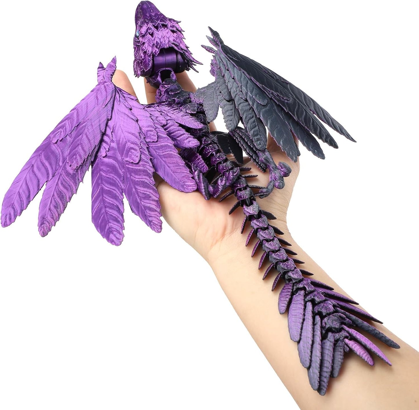 12" 3D Printed Animals,3D Printed Dragon with Wings, Adjustable Wings Articulated Dragon, Crystal Dragon Fidget Toy Surprise, Home Office Decor (Brown)