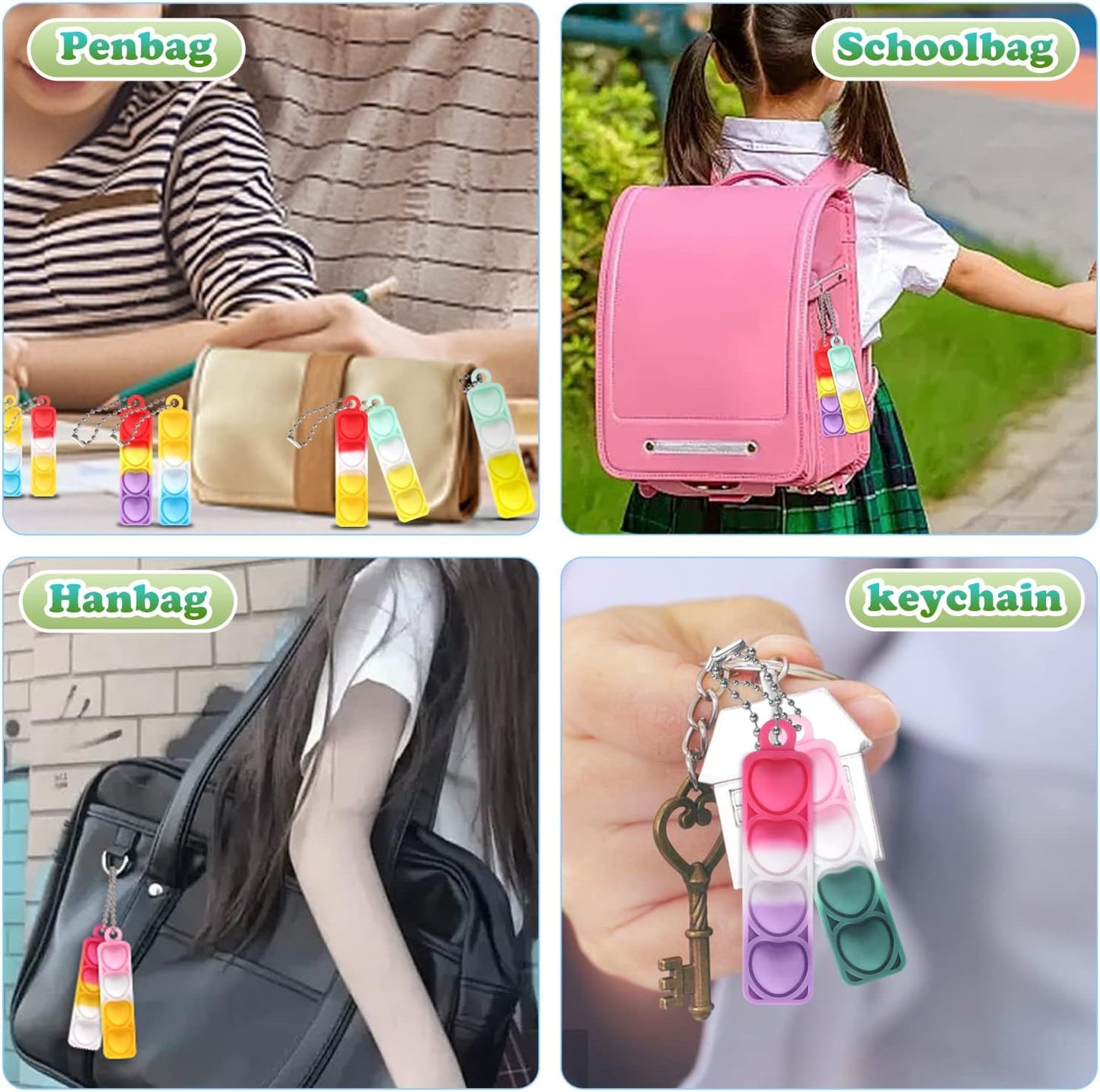 100Pcs Mini Pop Fidget Toys Bulk Party Favors for Kids Pop Keychain Sensory Toys Bag Fillers Pop Toddler Carnival Treasure Easter Classroom Prizes Stress Reliever Anti-Anxiety Toy for Boy Girl