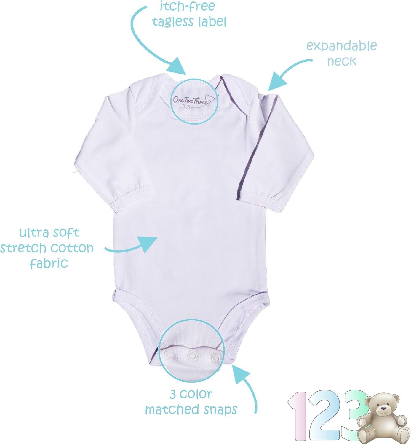 123 Bear Baby Cotton Spandex short-sleeve bodysuits unisex boy girl