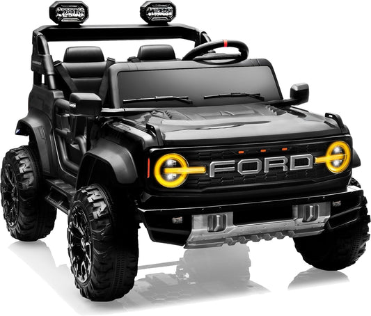 24V Ride on Toys for Big Kids, Licensed Ford Bronco Raptor Electric Car 2 Seater with Remote Control, Kids Ride on Cars w/ 2-Seater, 4.3 Mph Max Speed, Soft Start Function (24V, Black)