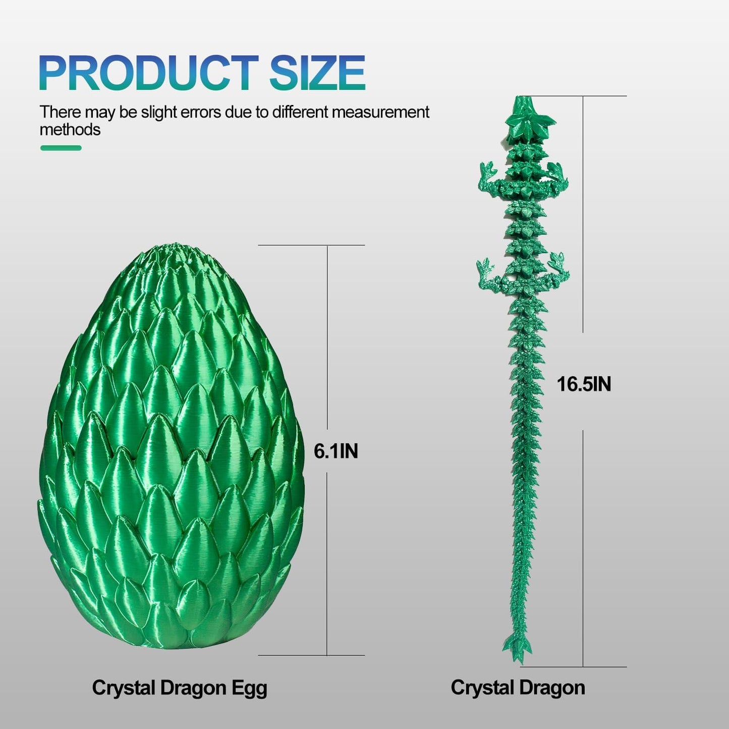 3D Printed Dragon with Dragon Egg 16.5'' Articulated Dragon Crystal Dragon Fidget Dragon Egg Toys Executive Desk Toys (Blue, Dragon & Egg)