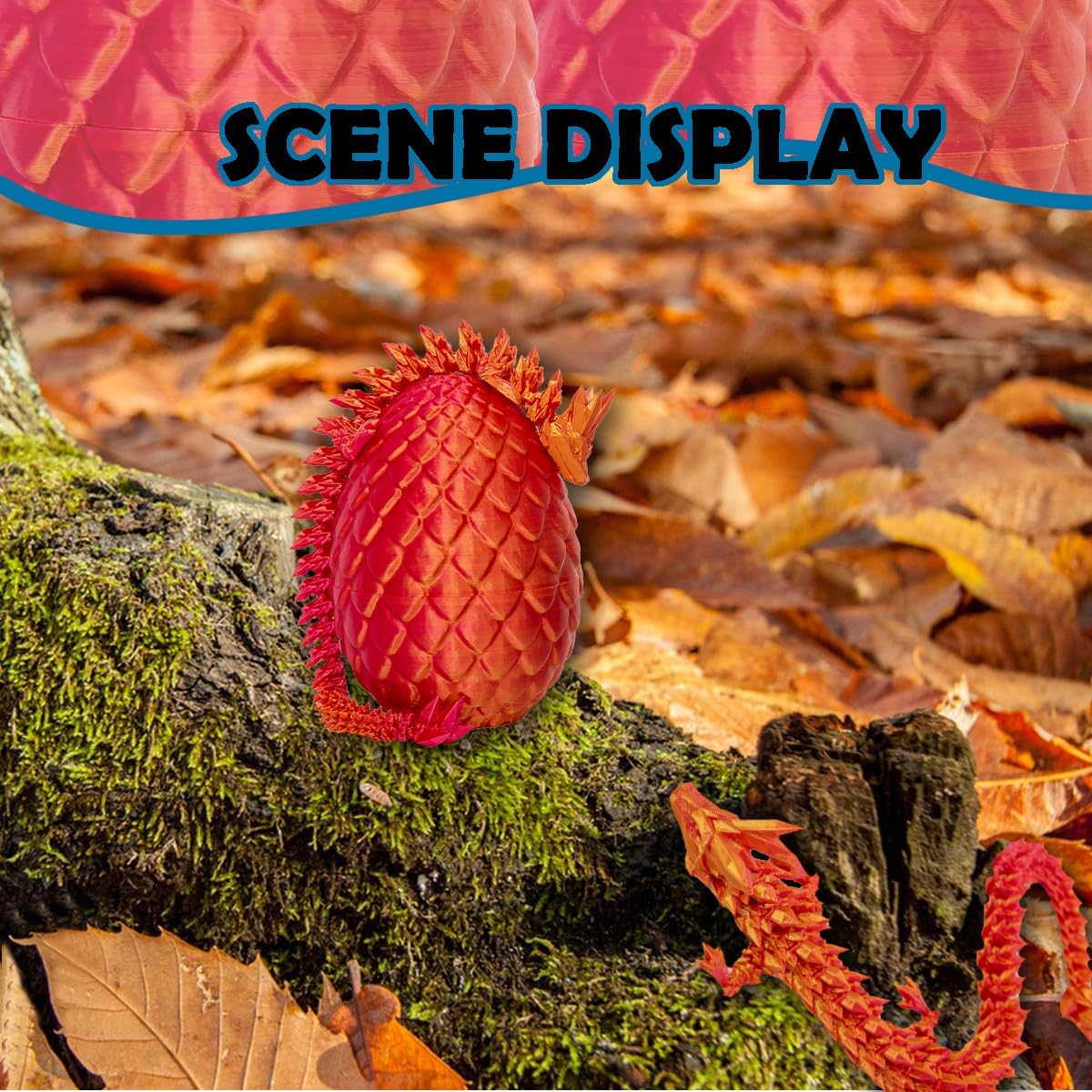 3D Printed Dragon Eggs with Dragon Inside, 12In Laser Red Golden Dragon Egg Fidget Toy, Executive Desk Articulated Dragon Toy, Home Office Decor