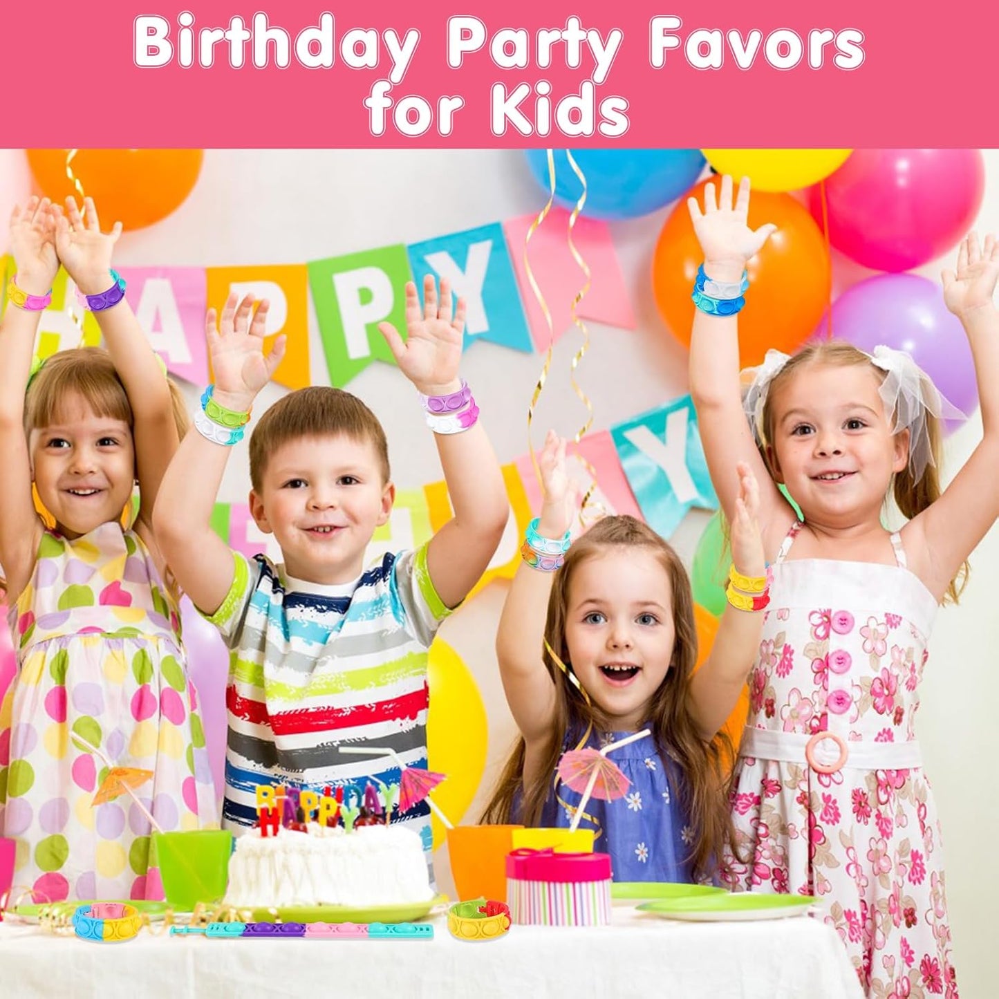 24 PCS Pop Bracelets Fidget Toys Bulk Its Bear Bracelet Kids Party Favors Fidget Toy Pack Fidgets for Classroom Prizes Birthday Goodie Bag Stuffers Sensory Toys for Girls Boys