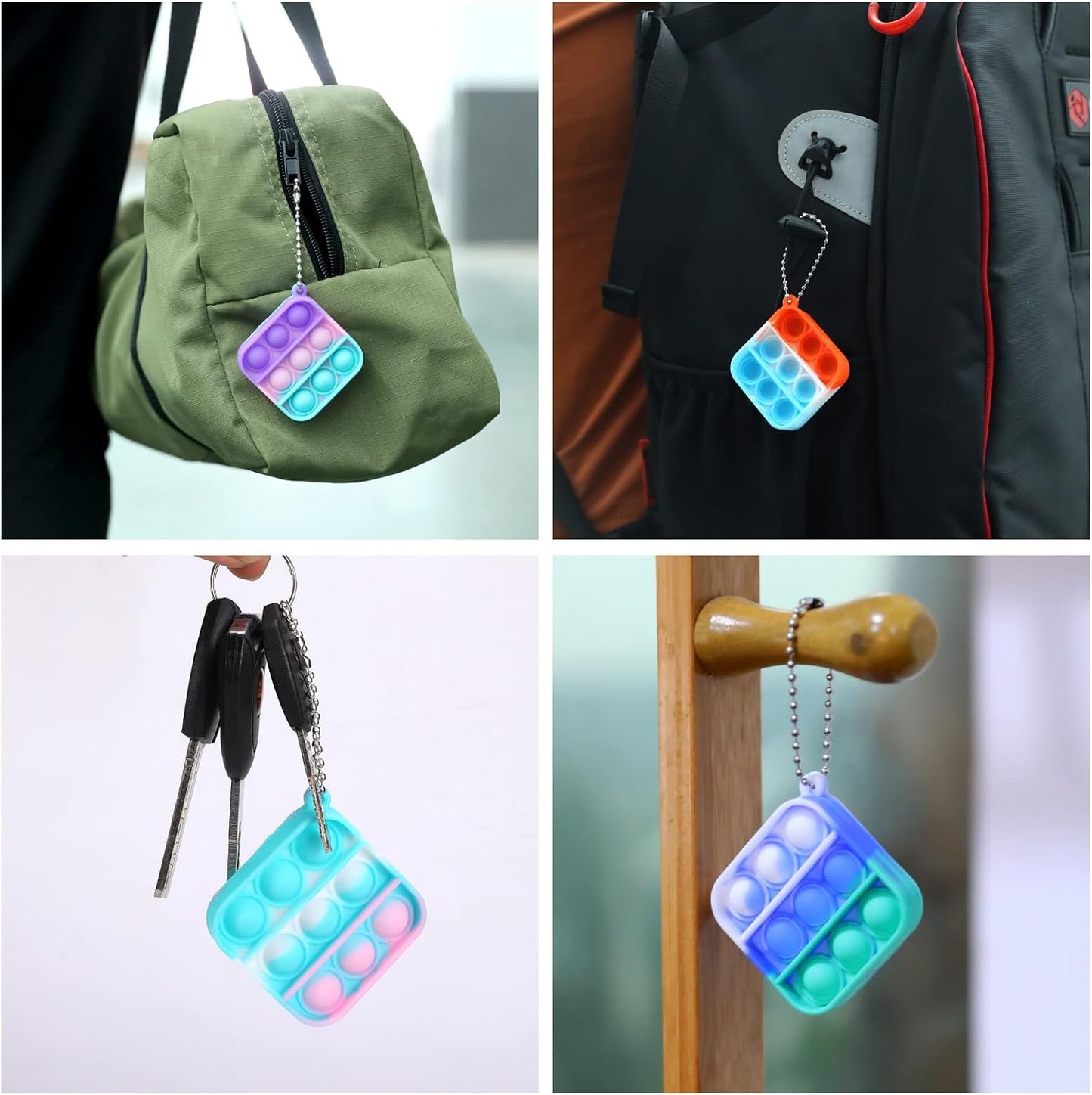 100 PCS Mini Pop Fidget Toys Pack Party Favors, Easter Silicone Squeeze Pop Bubble Fidget Bulk Sensory Toys, Pop Keychain Bubble Toy Party Bag Fillers for Kids, Wrap Pop Toy