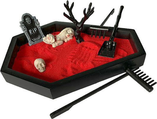 Halloween Office Decorations Coffin Zen Garden Kit for Desk Gothic Decor